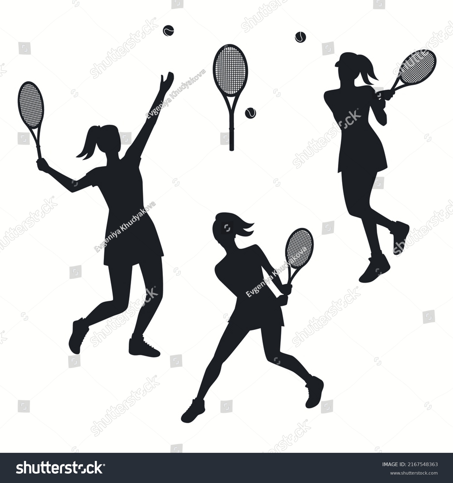 Female Tennis Player Silhouette Flat Style Stock Vector (Royalty Free ...