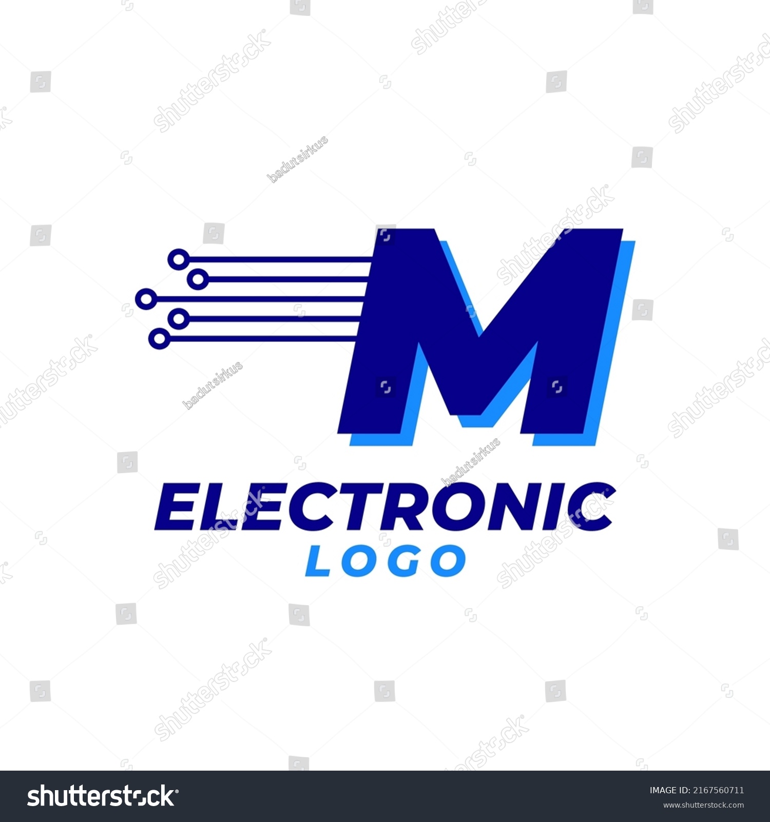 Letter M Electronic Circuit Decoration Initial Stock Vector (Royalty ...