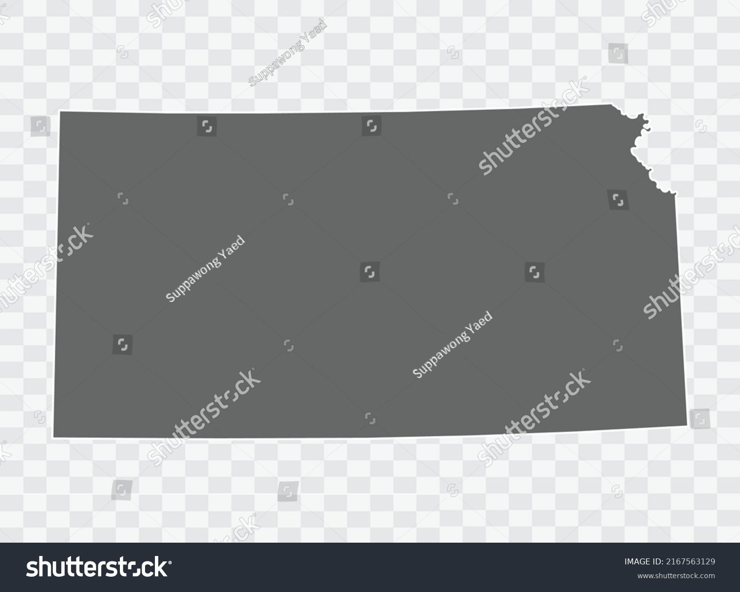 Kansas Map Grey Color On Background Stock Vector (Royalty Free ...