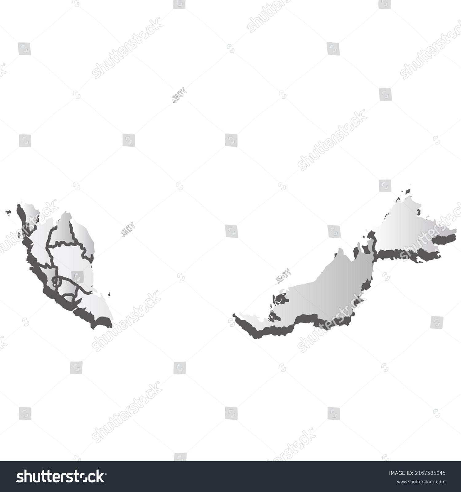 Malaysia Map Silhouette White Icon Stock Vector Royalty Free