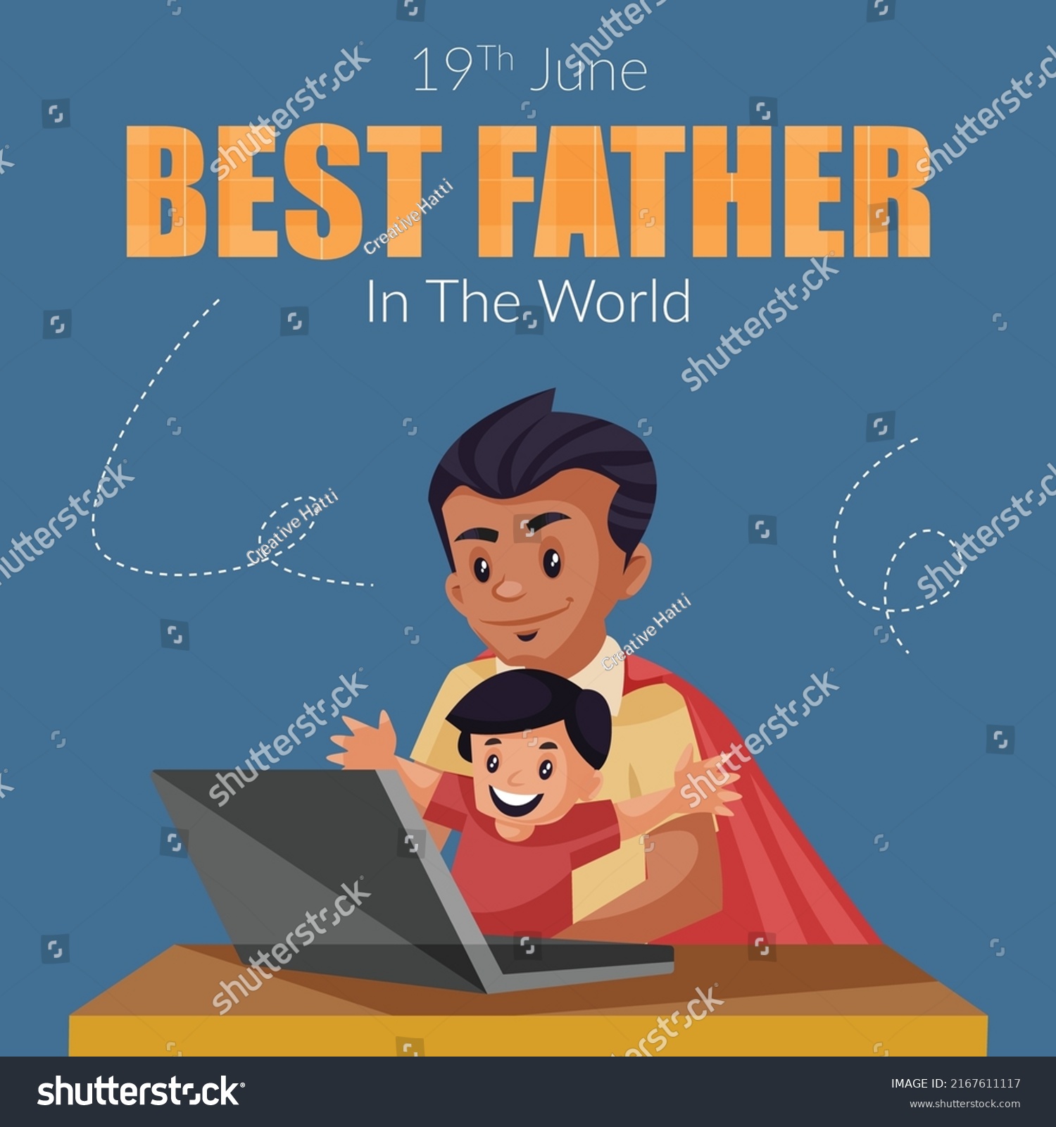 Banner Design Best Father World Cartoon Stock Vector Royalty Free 2167611117 Shutterstock