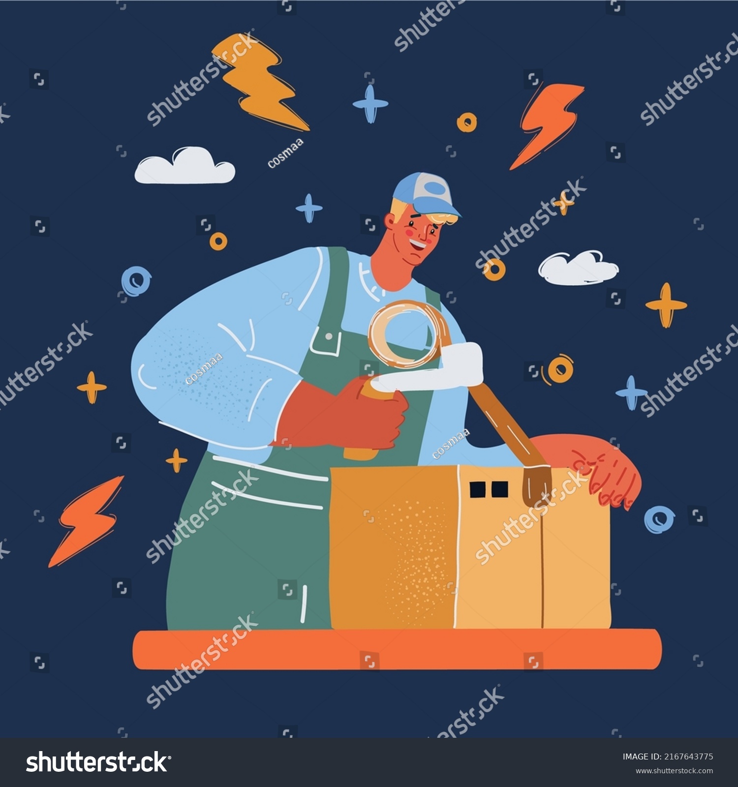 Cartoon Vector Illustration Smiling Delivery Man Stock Vector (Royalty ...