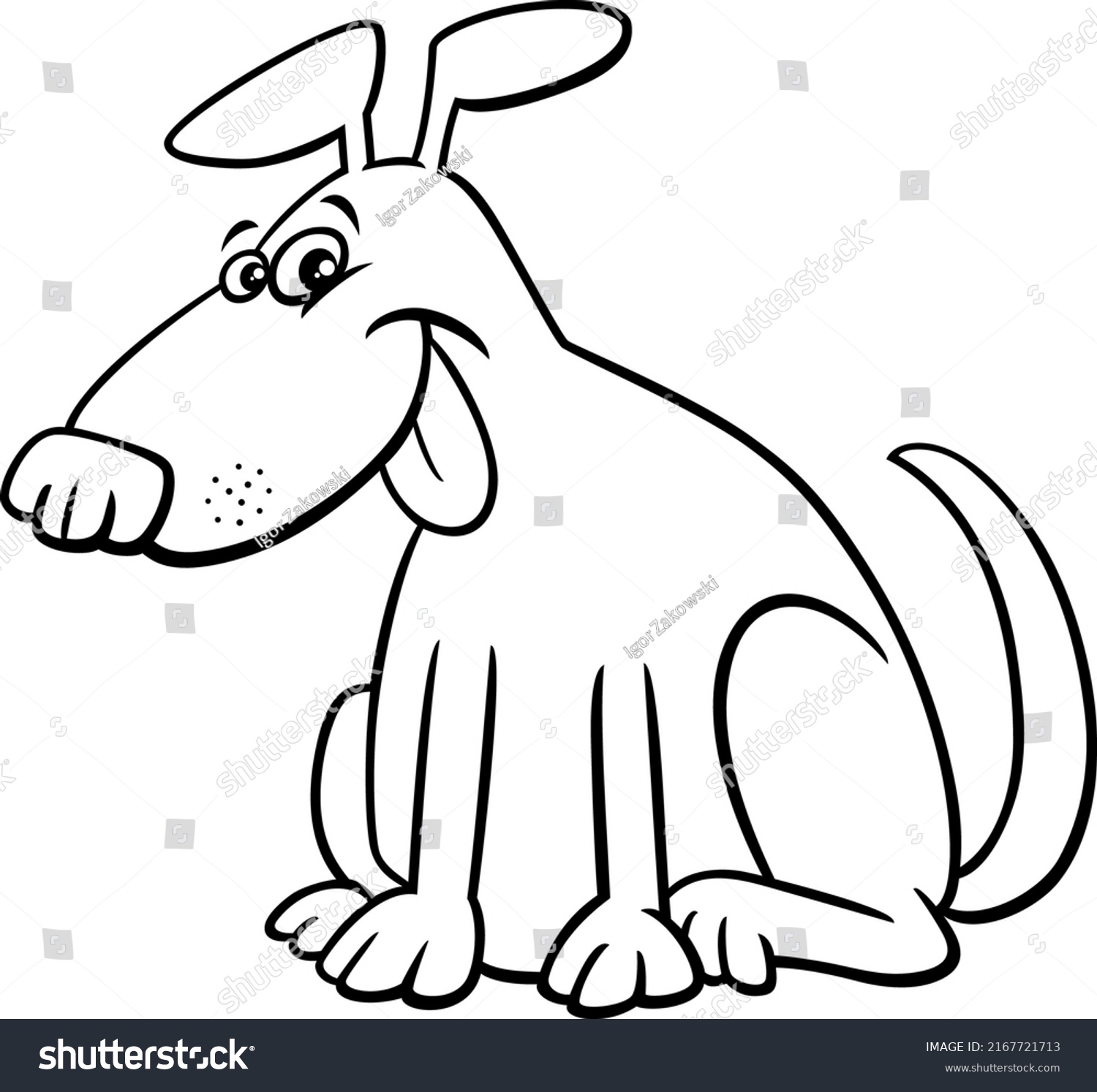 Black White Cartoon Illustration Dog Comic Stock Vector (royalty Free 