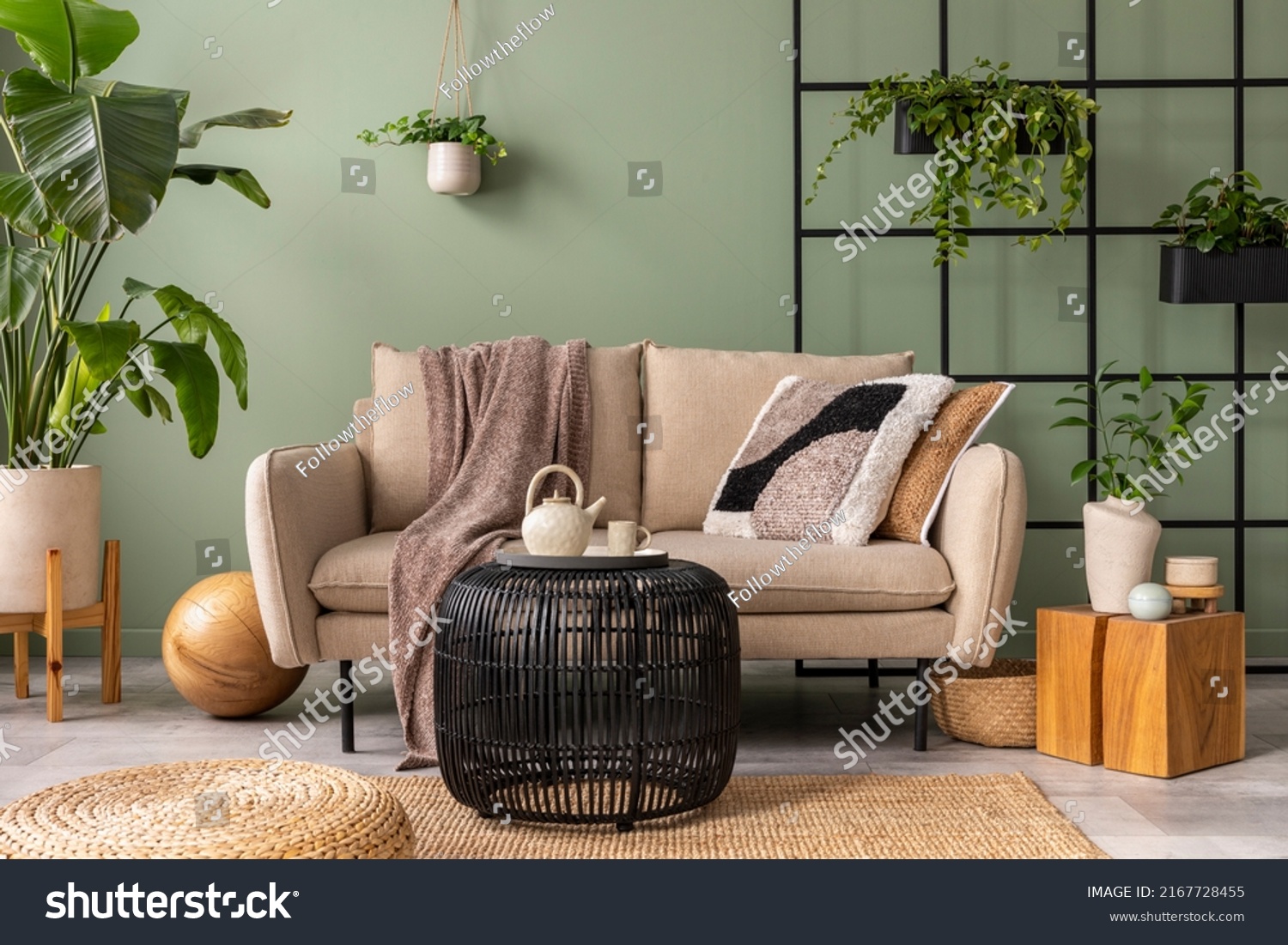 Stylish Composition Living Room Interior Design Stock Photo 2167728455 ...