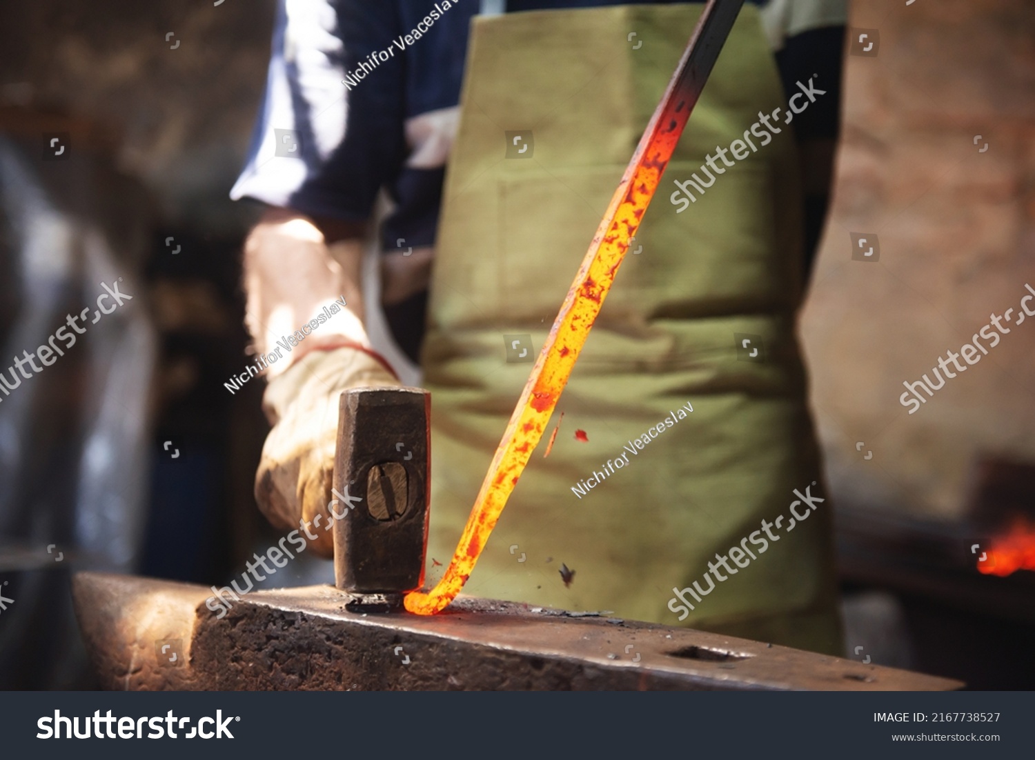 Professional Male Blacksmith Forming Red Hot Stock Photo Shutterstock