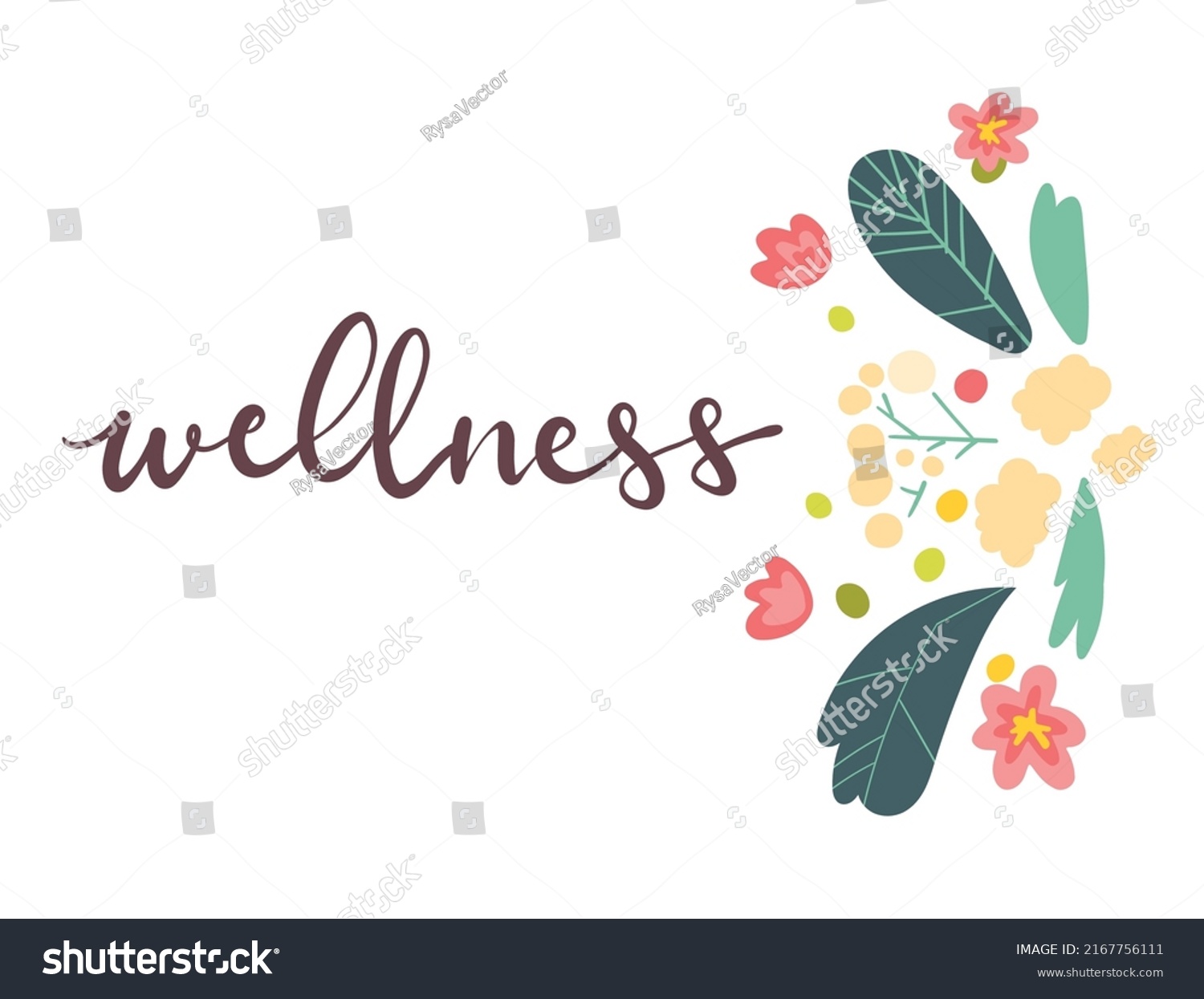 Wellness Handwritten Lettering Card Concept Vector Stock Vector ...