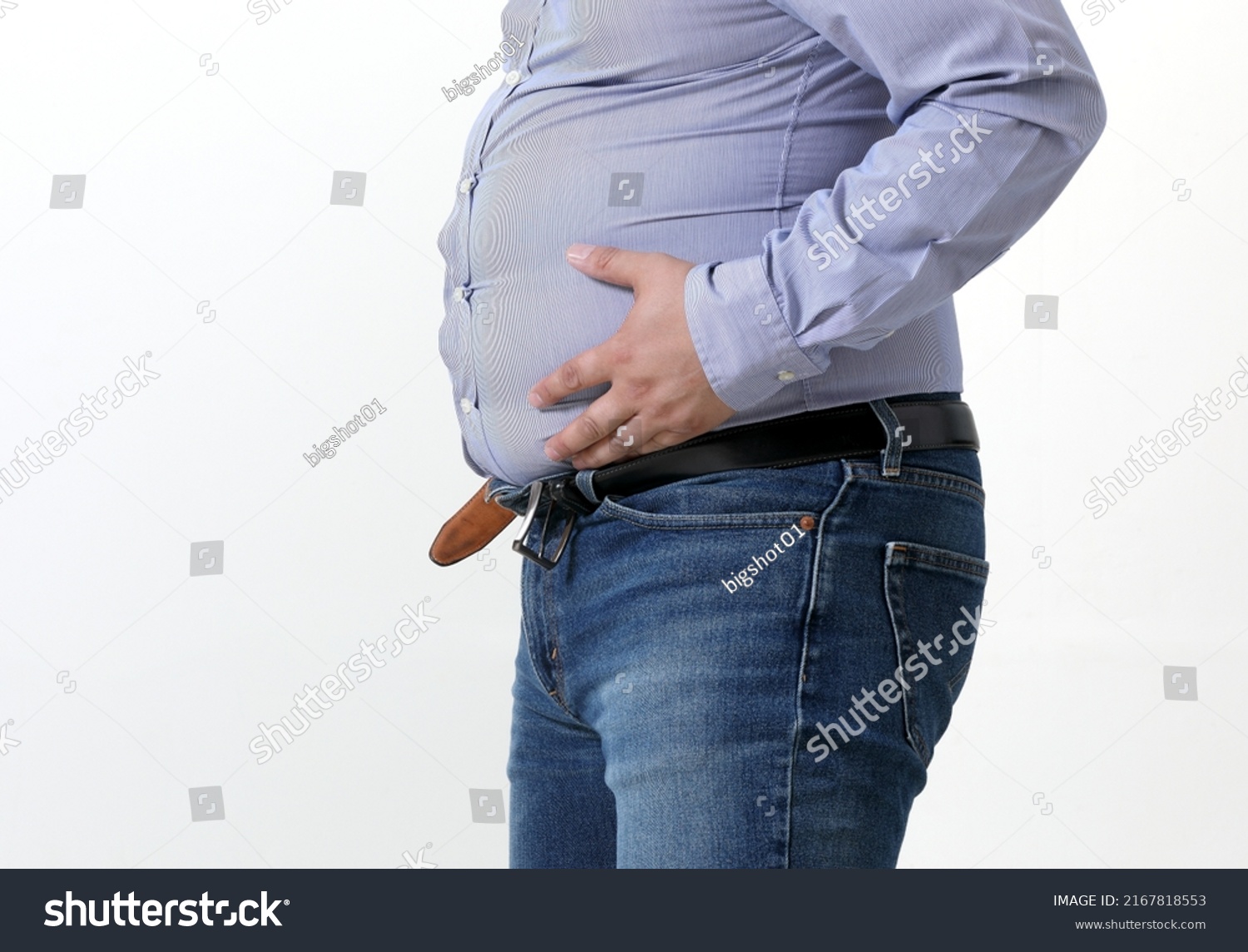 Side View Fat Man Stock Photo 2167818553 | Shutterstock