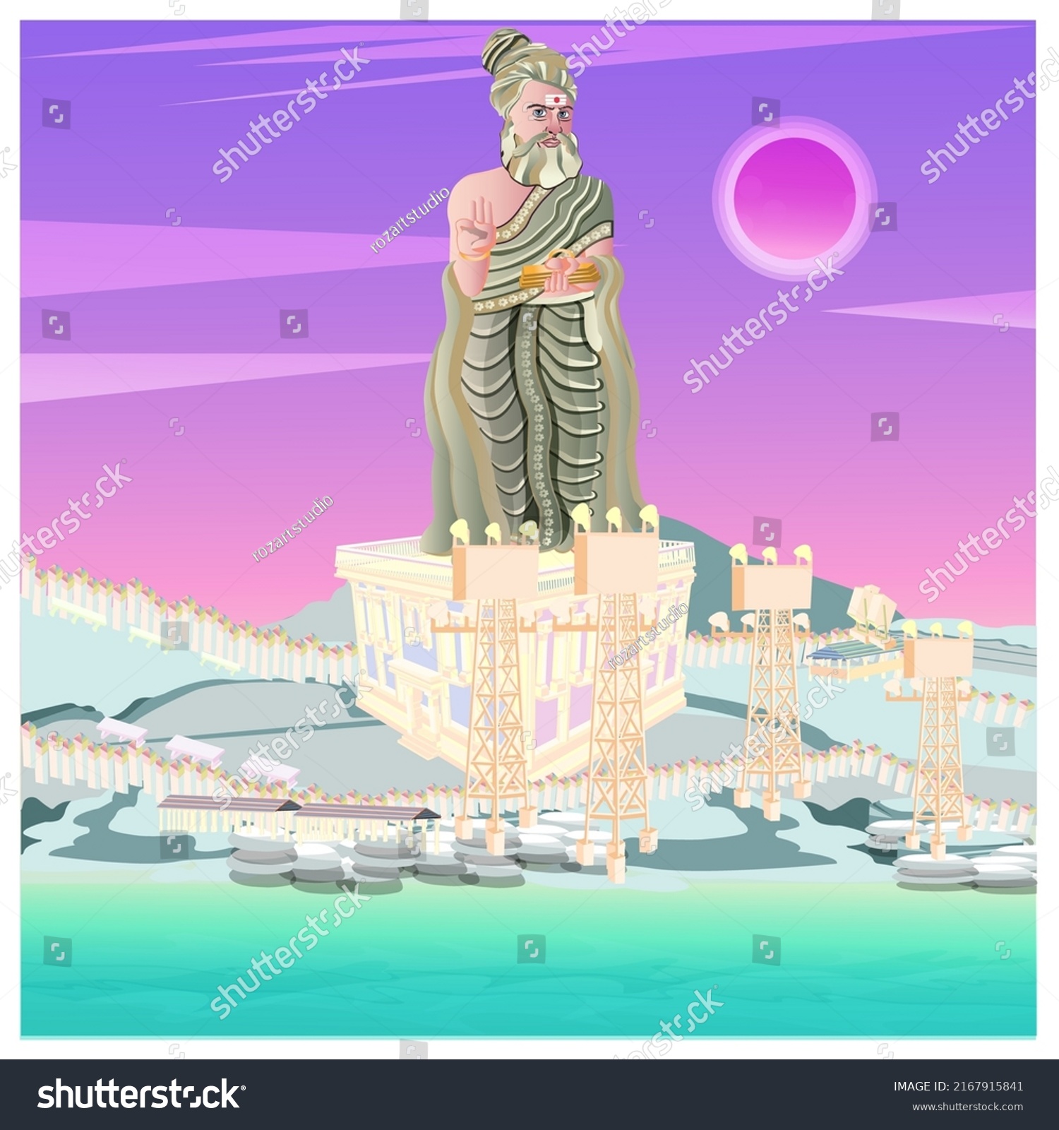 Thiruvalluvar Statue Famous Historical Illustration Stock Vector ...