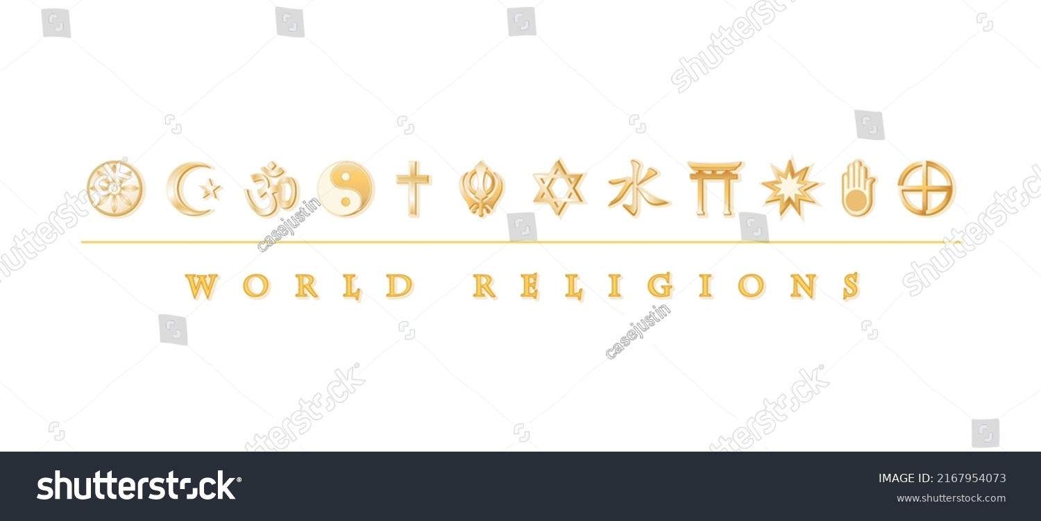 World Religions Banner Gold Symbol Icons Stock Vector (Royalty Free ...