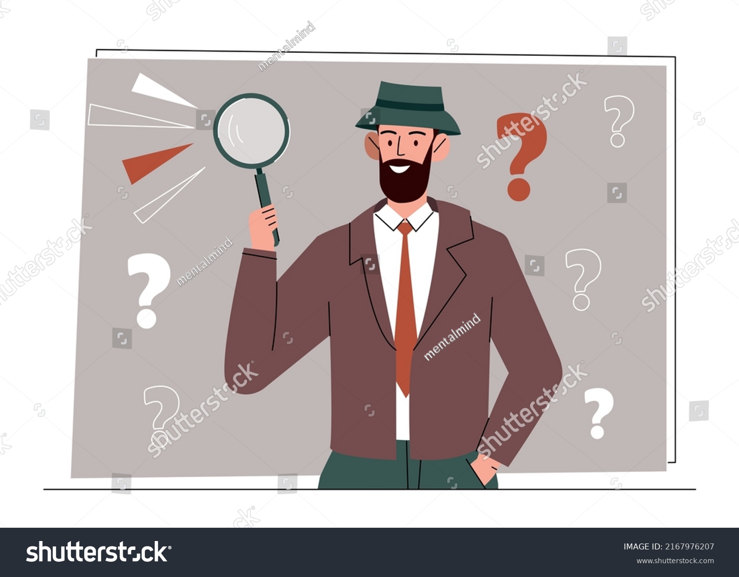 Detective Magnifying Glass Man Loupe Looking Stock Vector (Royalty Free