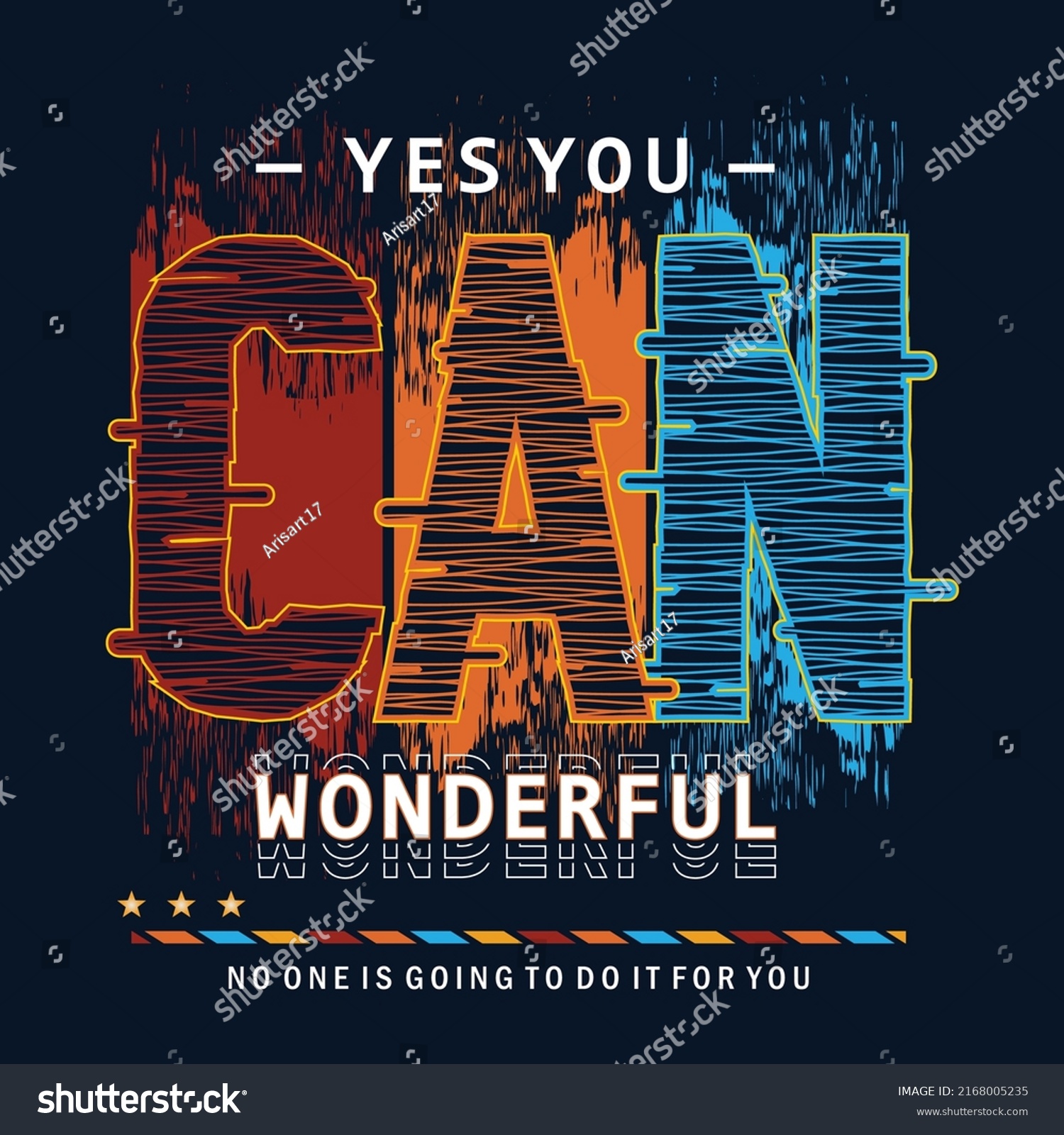 Yes You Can Slogan Tee Typography Stock Vector (Royalty Free
