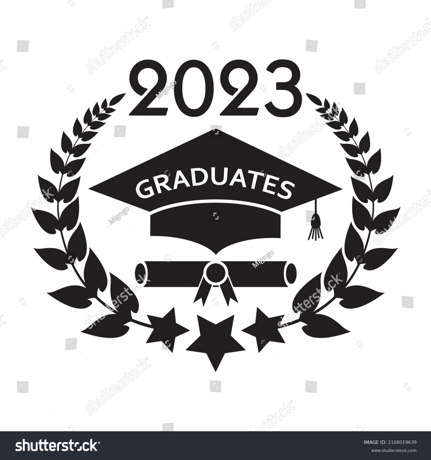 2023 Class Graduation Cap Laurel Wreath Stock Vector (Royalty Free ...