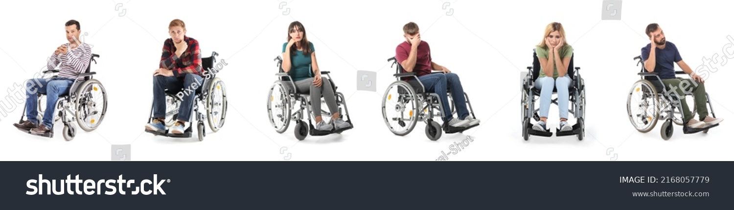 Set Sad People Wheelchair Isolated On Stock Photo 2168057779 | Shutterstock