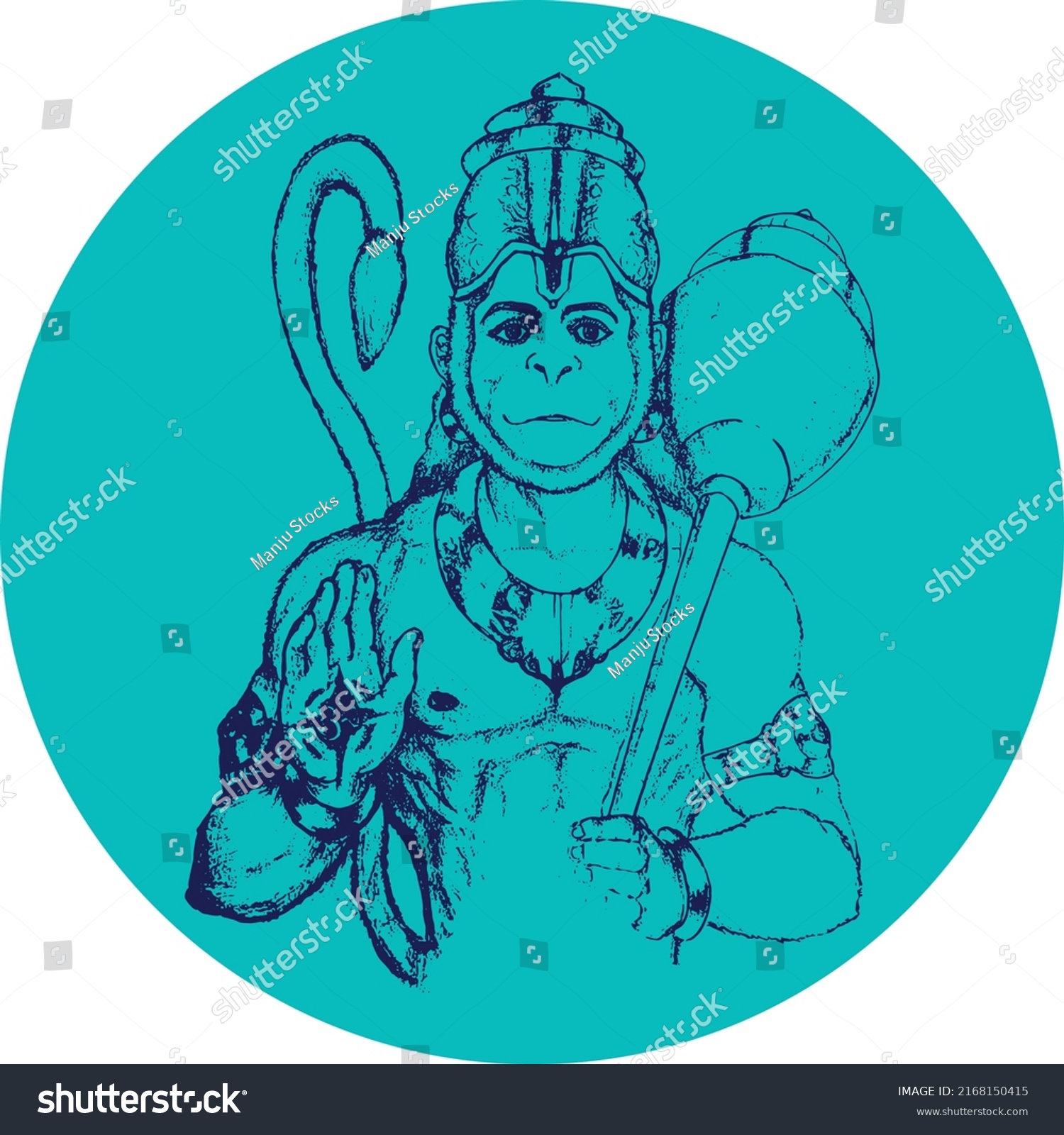 Drawing Sketch Hindu God Lord Hanuman Stock Vector (Royalty Free ...