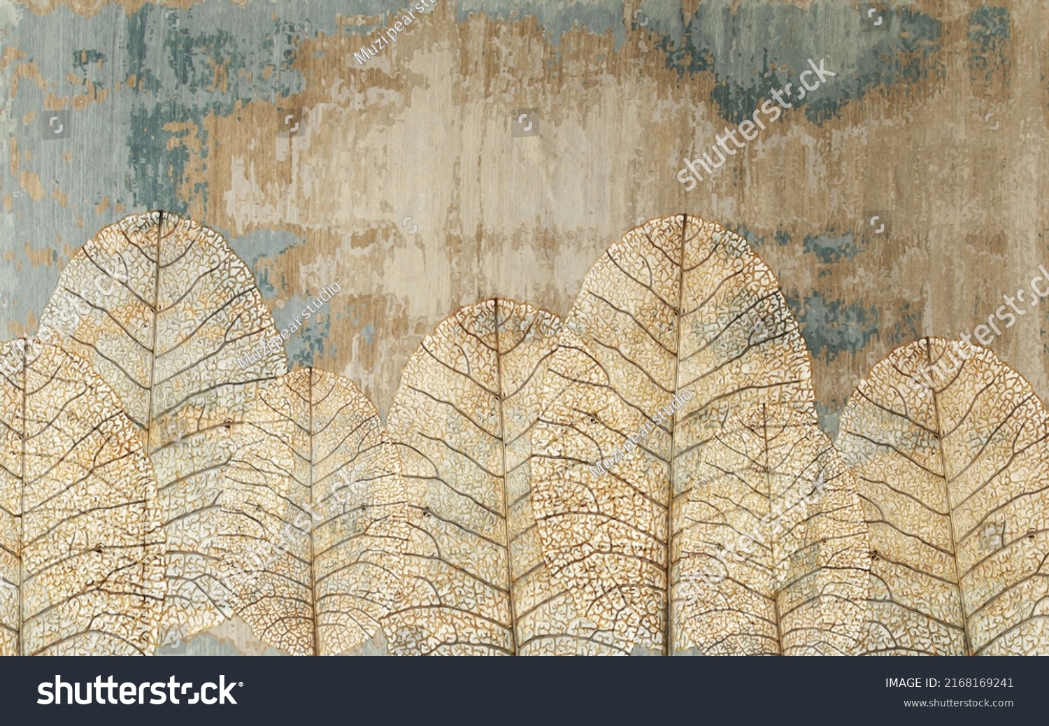 Modern Abstract Art Background Gold Leaf Stock Illustration 2168169241 ...