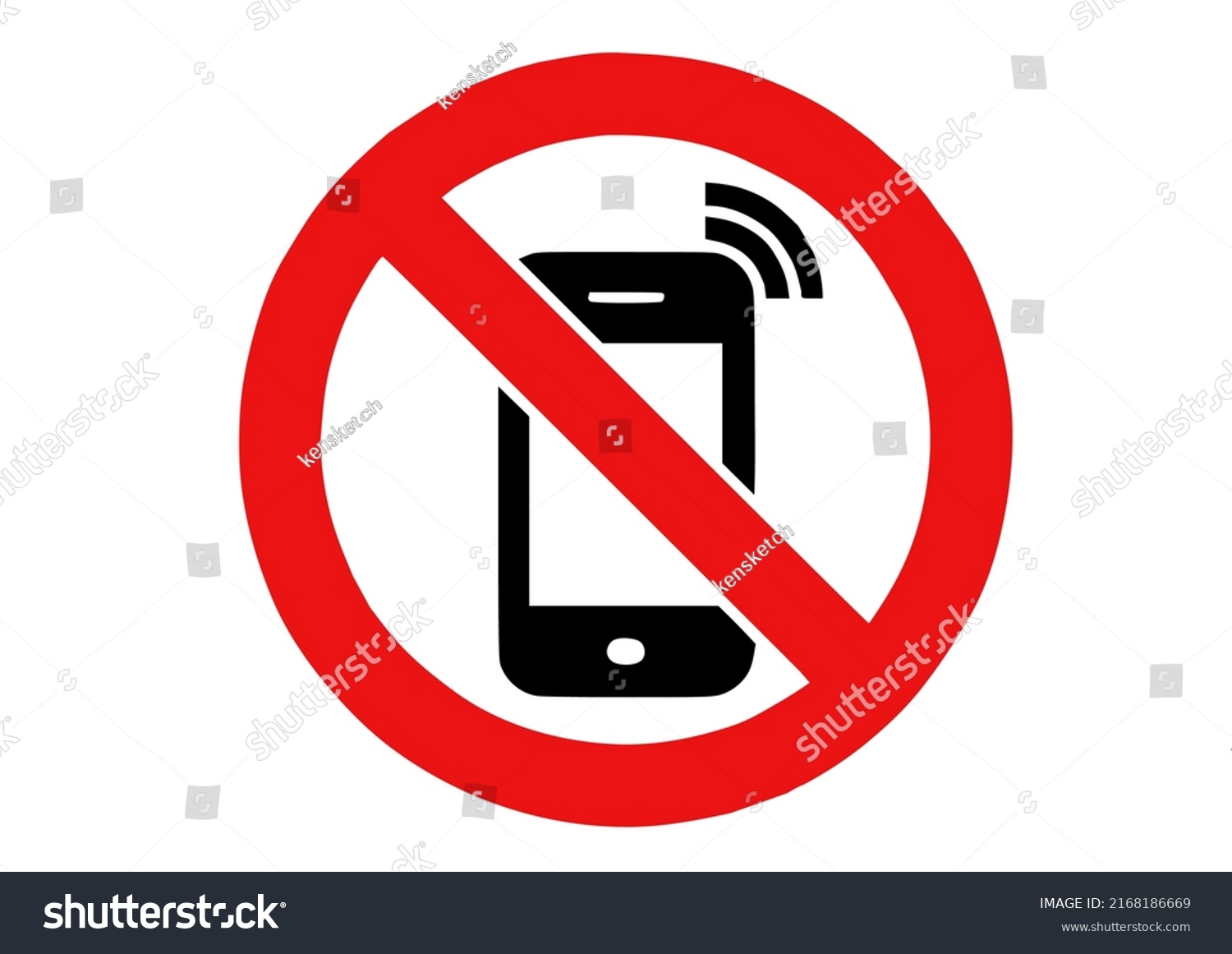 No Cell Phone Sign Communication Stock Vector (Royalty Free) 2168186669 ...