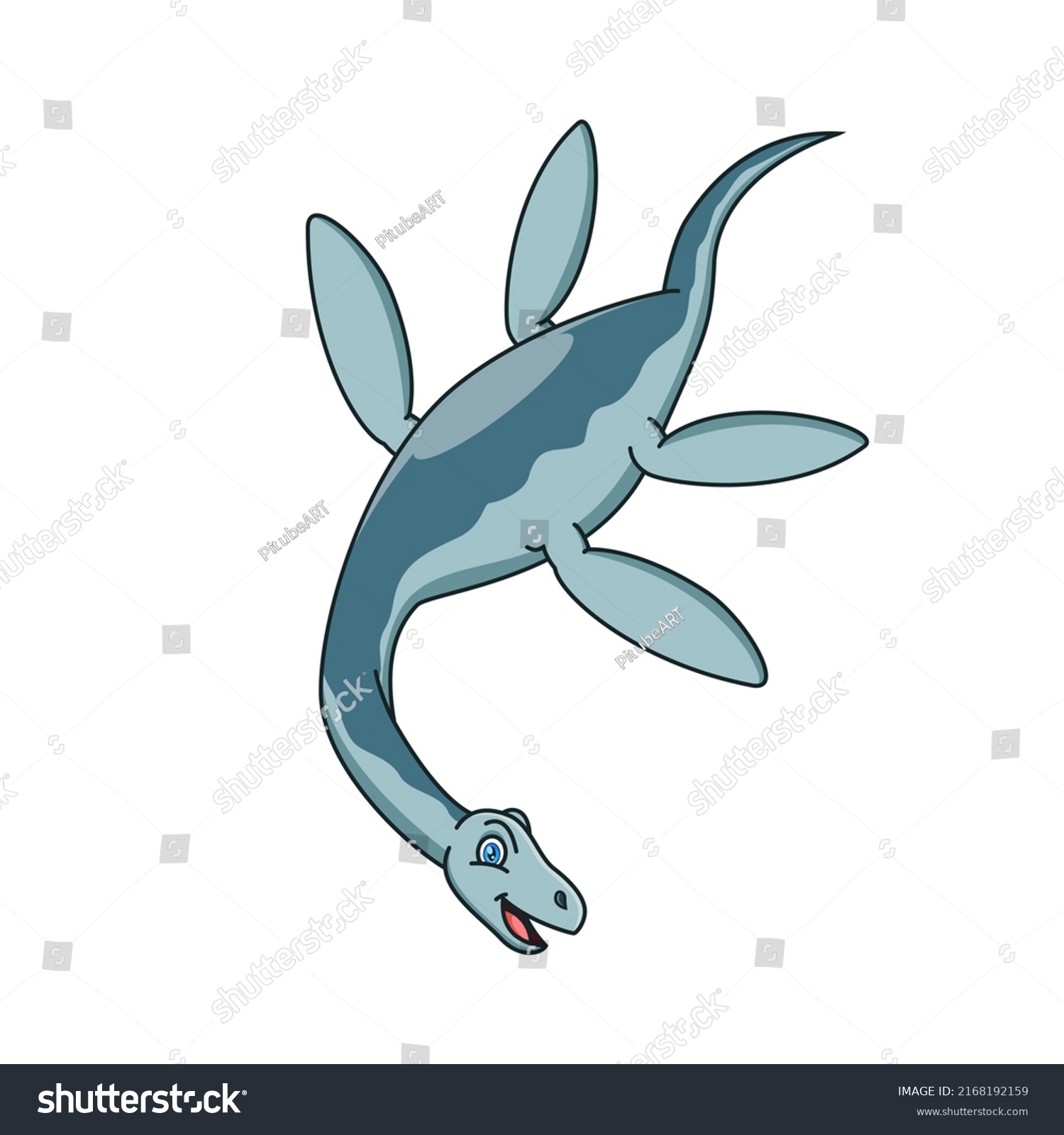 Cute Cartoon Plesiosaur Vector Illustration Cartoon Stock Vector ...