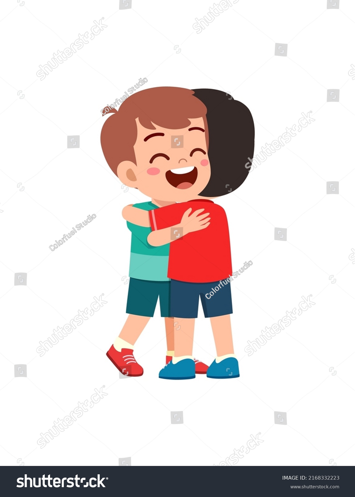 Little Kid Hug Best Friend Feel Stock Vector (Royalty Free) 2168332223 ...