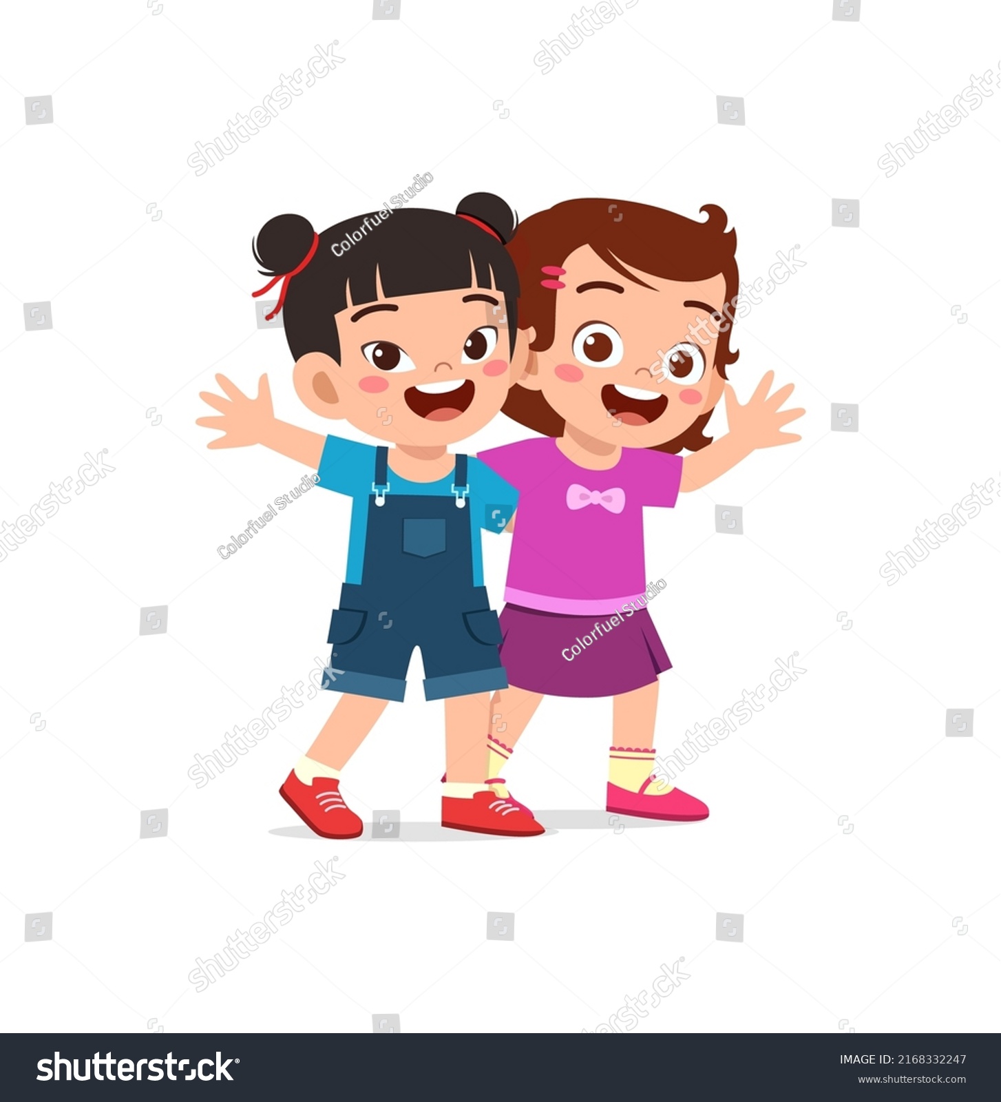 Little Kid Hug Best Friend Feel Stock Vector (Royalty Free) 2168332247 ...