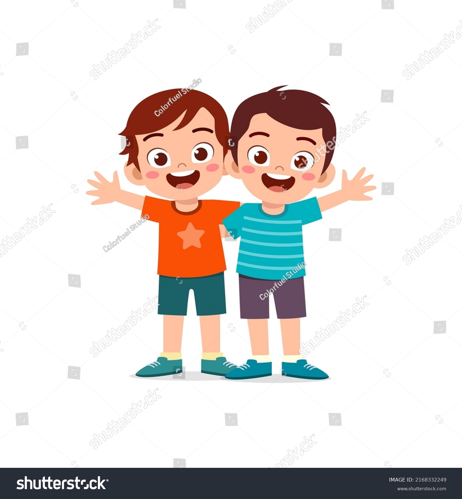 Little Kid Hug Best Friend Feel Stock Vector (Royalty Free) 2168332249 ...