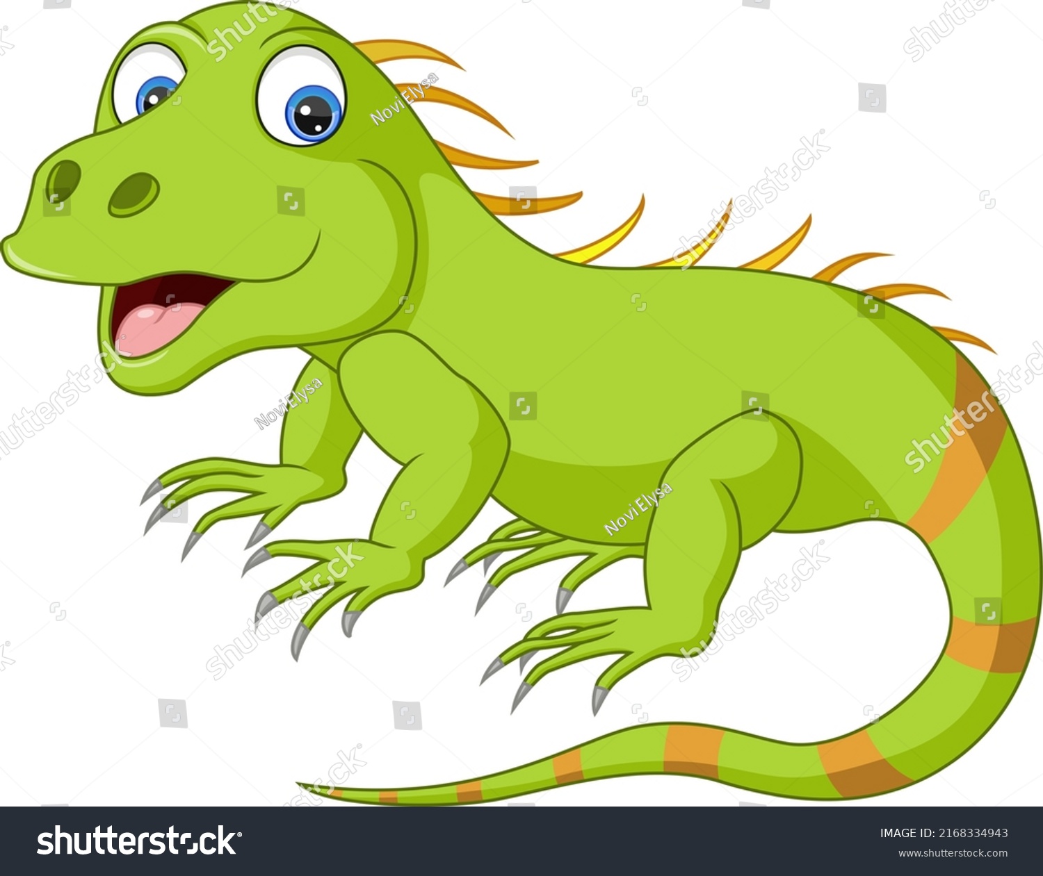 Cute Iguana Cartoon Isolated On White Stock Vector (Royalty Free ...