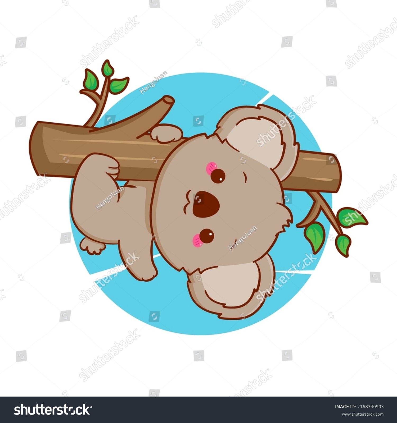 Cute Cartoon Baby Koala Hanging On Stock Vector (Royalty Free ...