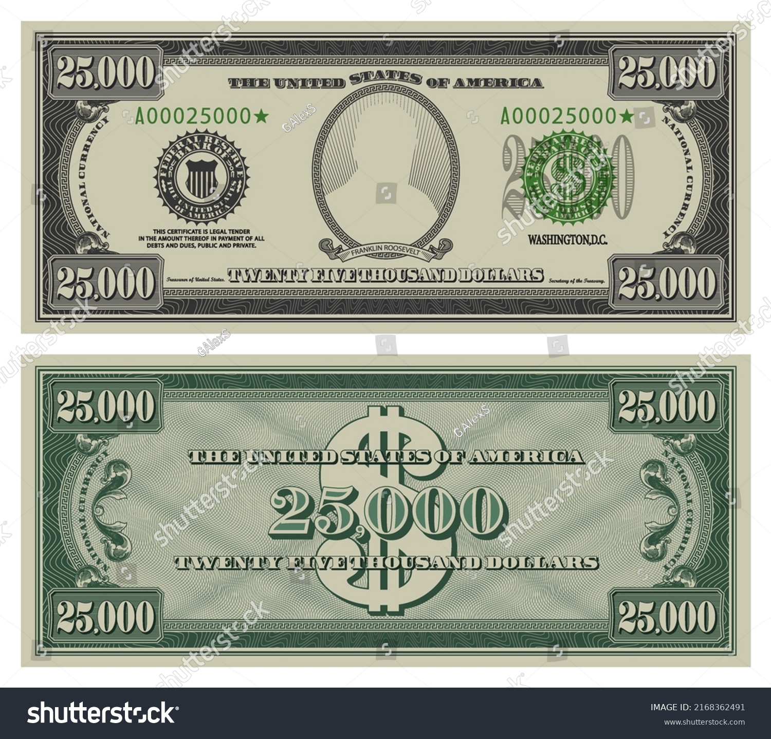 Vector Twenty Five Thousand Dollars Banknote Stock Vector (Royalty Free ...