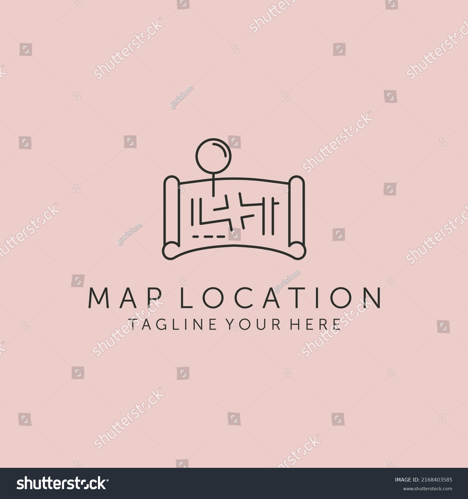 Map Location Line Art Logo Vector Stock Vector (Royalty Free