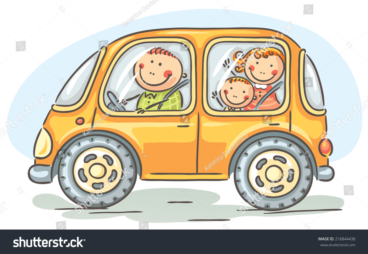 Семья в машине мультяшная