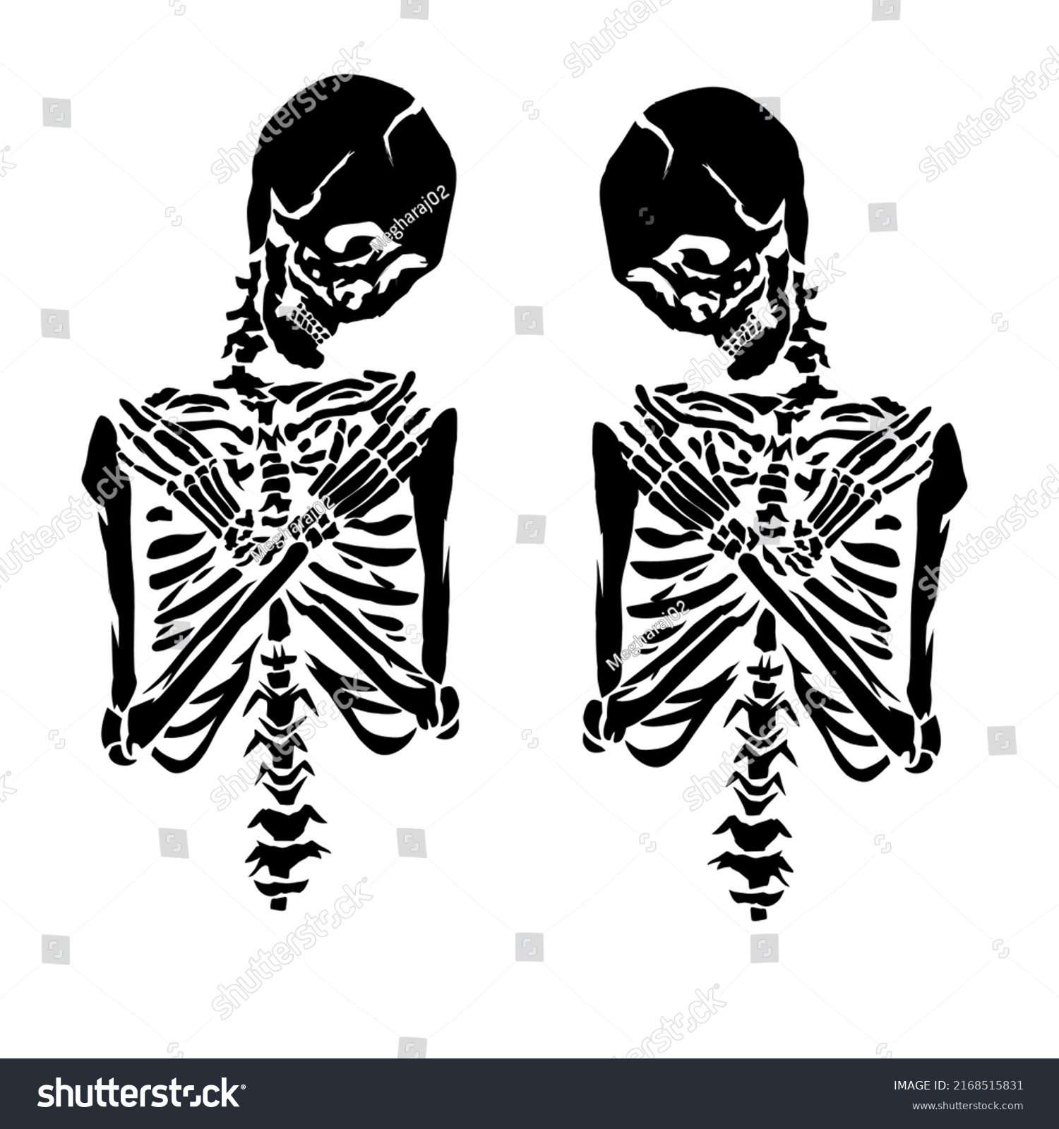 Praying Skeleton Crossbone Hands Vector Illustration Stock Vector ...