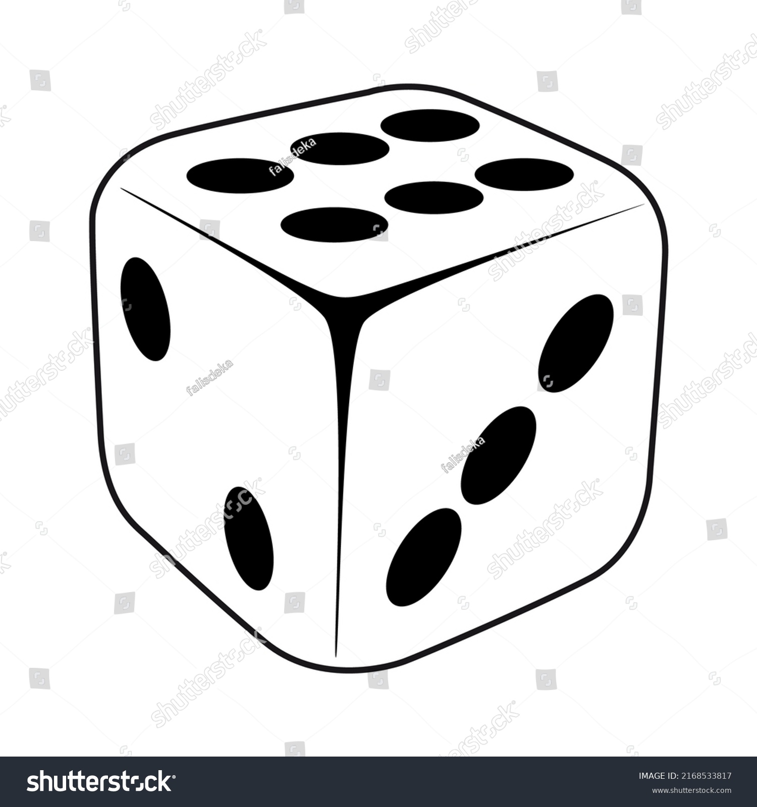 Dice Outline Illustrationisolated On White Backgroundtop Stock Vector ...