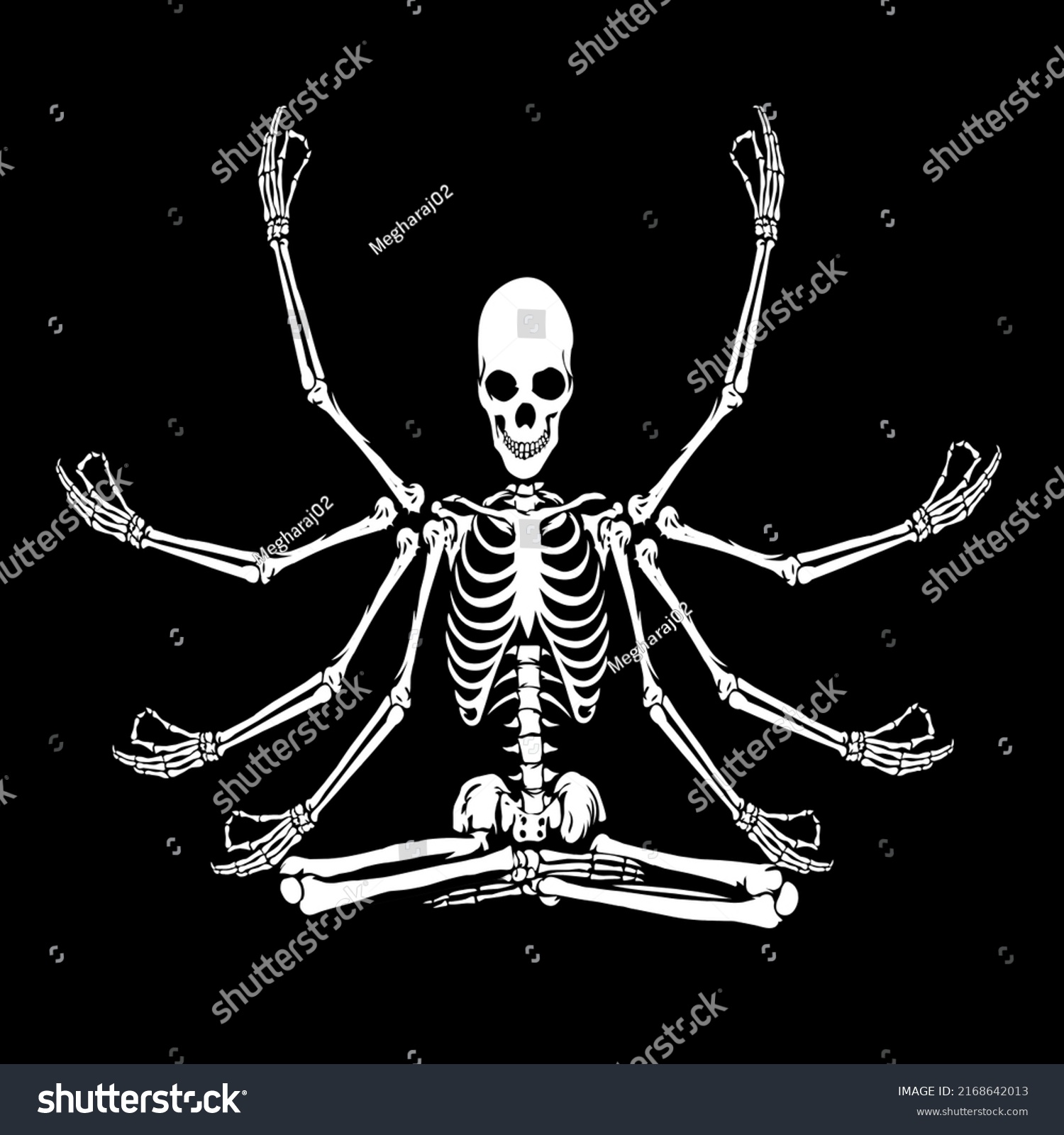 Human Skeleton Yoga Position Meditating Skeleton Stock Vector (Royalty ...