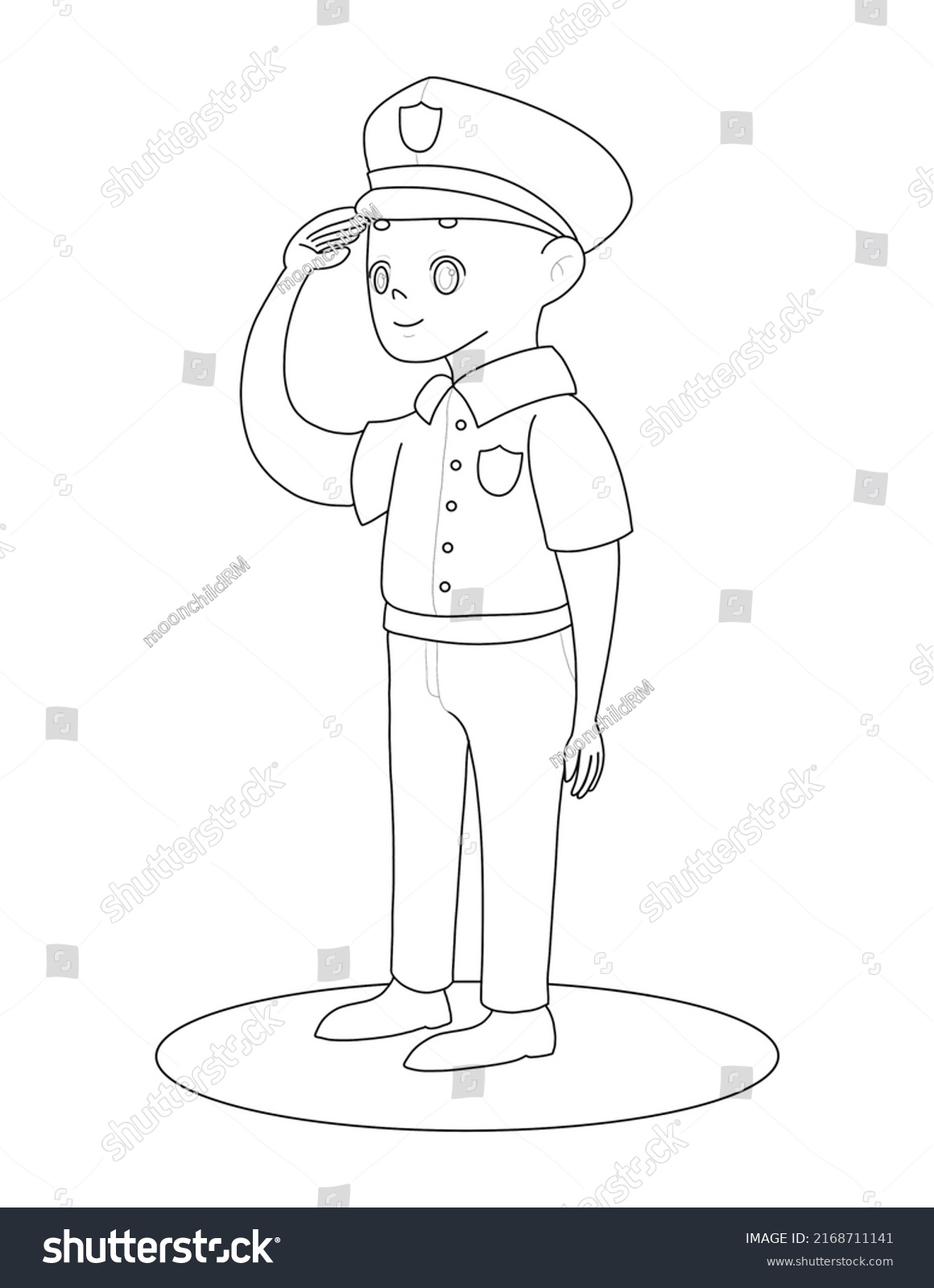 Police Officer Coloring Book Page Kids Stock Illustration 2168711141