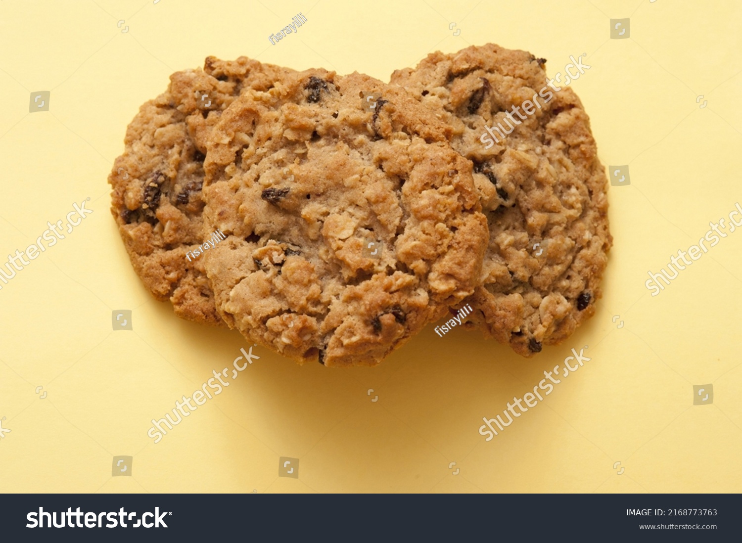 Overhead View Pile Crunchy Raisin Cookies Stock Photo 2168773763 ...