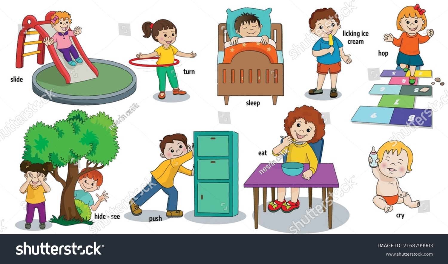 Children Doing Various Actions Vector Illustration Stock Vector ...