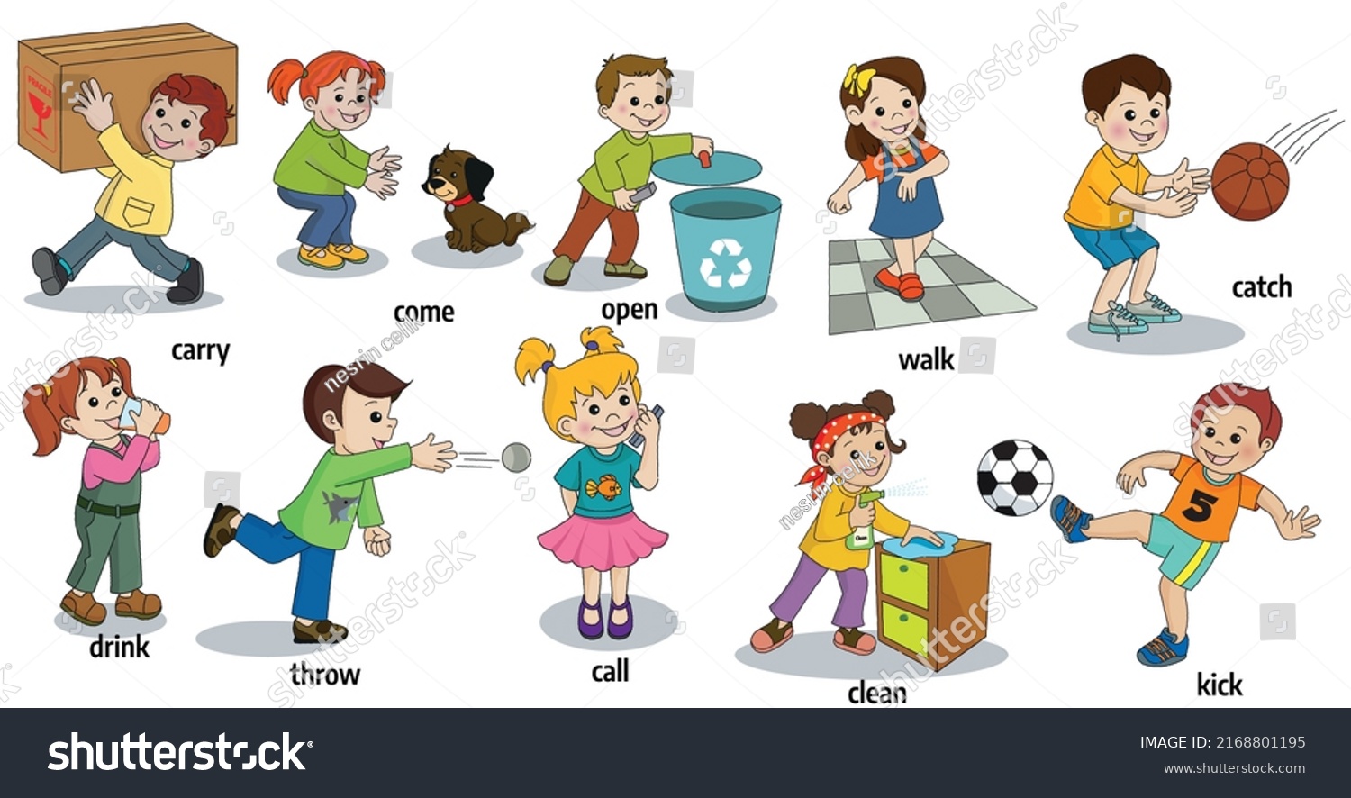 Children Doing Various Actions Vector Illustration Stock Vector ...