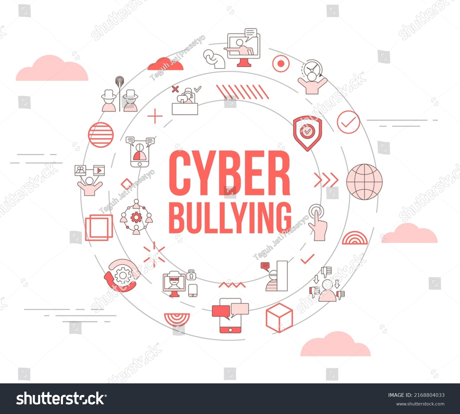 Cyber Bullying Concept Icon Set Template Stock Vector (Royalty Free ...