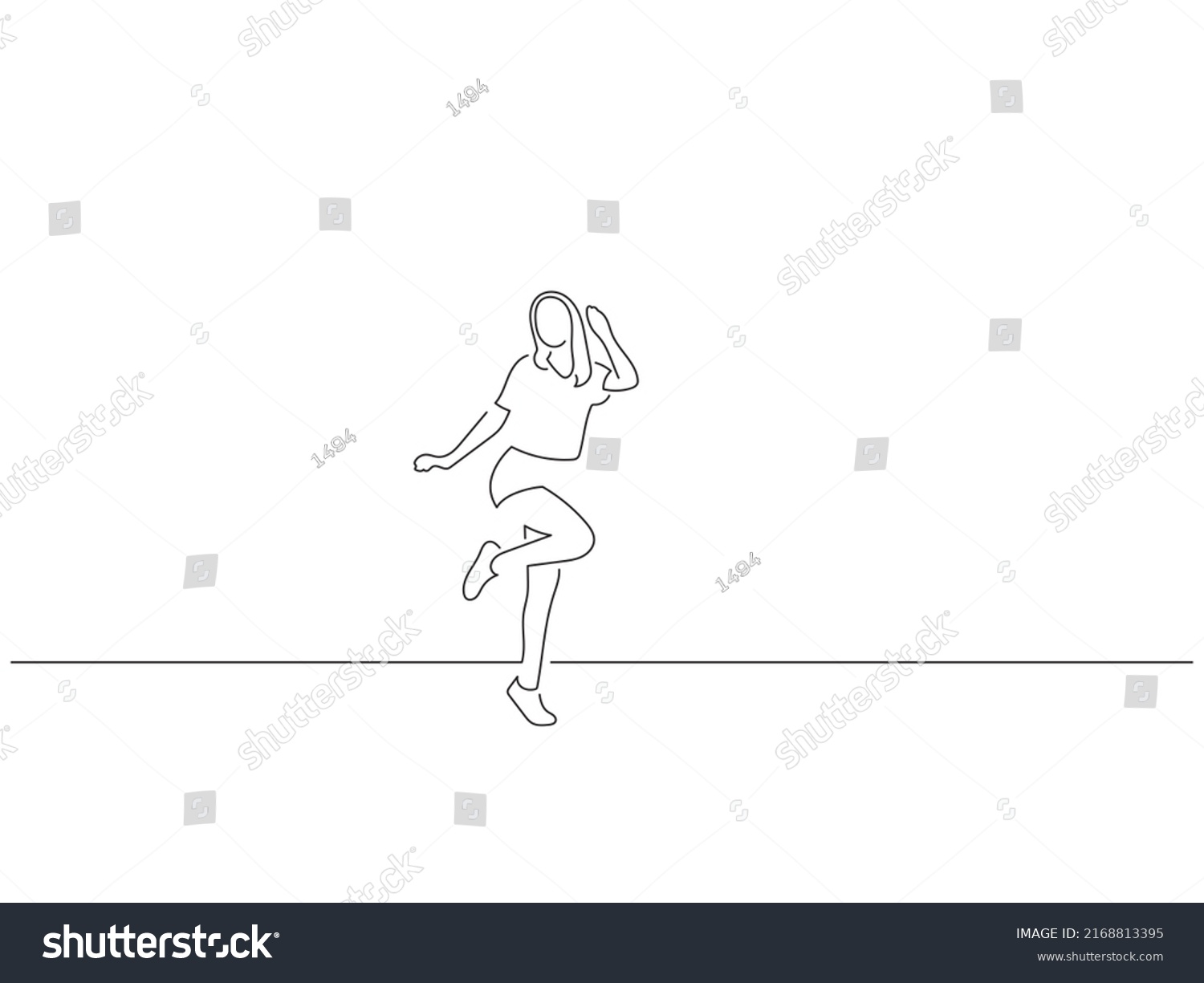 Woman Having Fun Line Art Drawing Stock Vector (Royalty Free ...