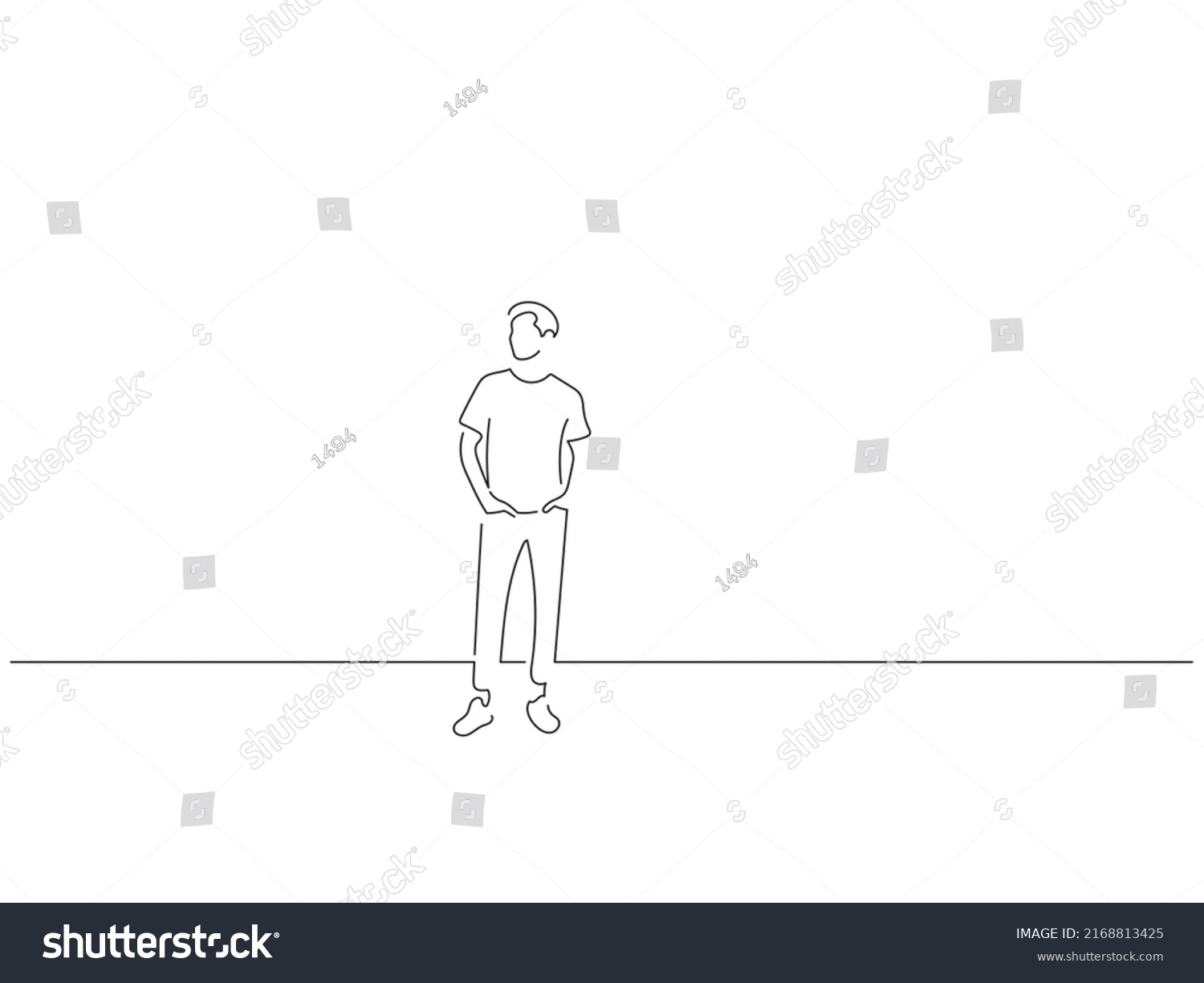 Man Stand Line Art Drawing Style Stock Vector (Royalty Free) 2168813425 ...