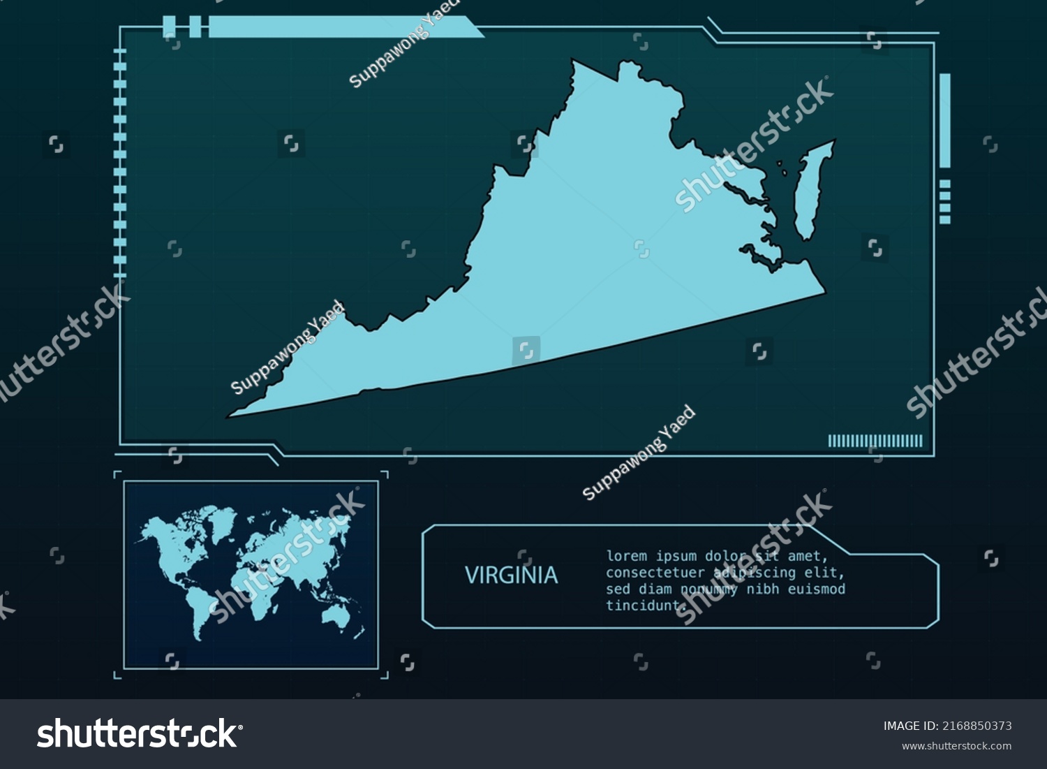 Virginia Map Futuristic Infographic Map Element Stock Vector Royalty   Stock Vector Virginia Map Futuristic Infographic Map Element Collection Background 2168850373 