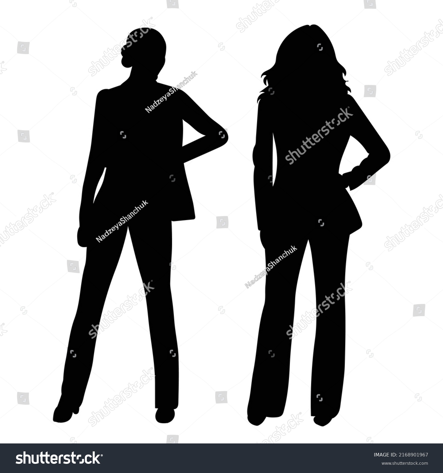 Women Silhouette On White Background Isolated Stock Vector (Royalty ...