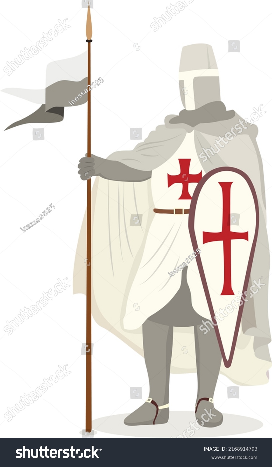 Knight Knights Templar Knight Shield Flag Stock Vector (Royalty Free