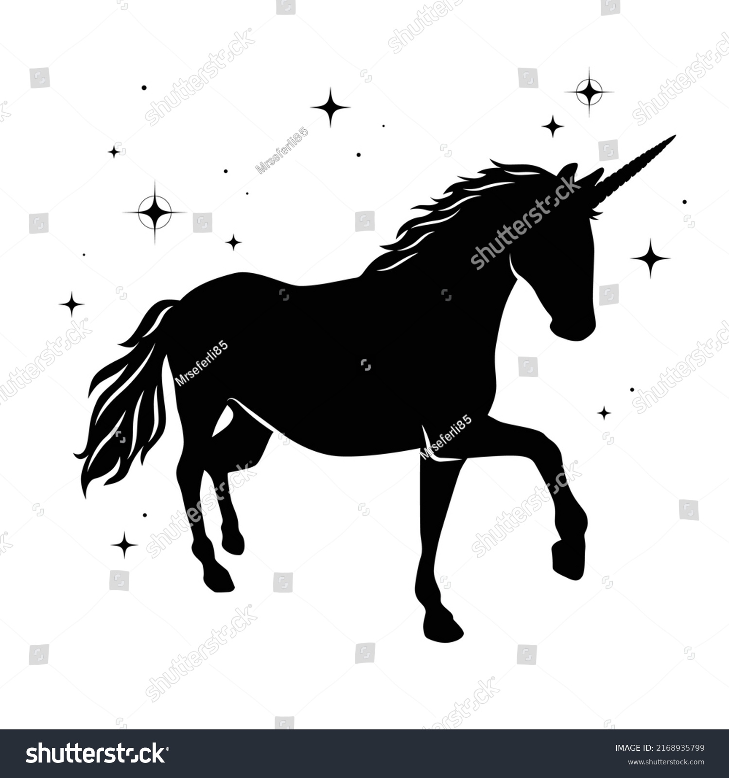 Unicorn Silhouette Illustration Vector Illustration Stock Vector