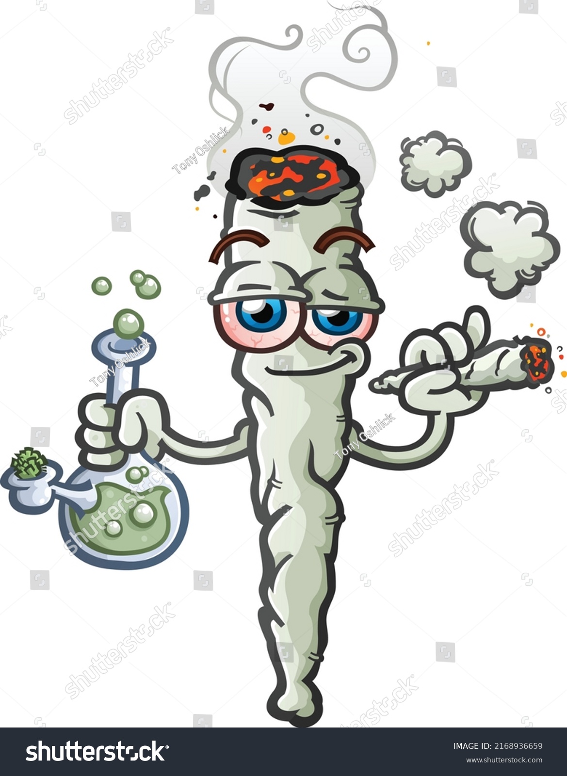 Happy Stoned Marijuana Joint Cartoon Character Stock Vector (Royalty ...