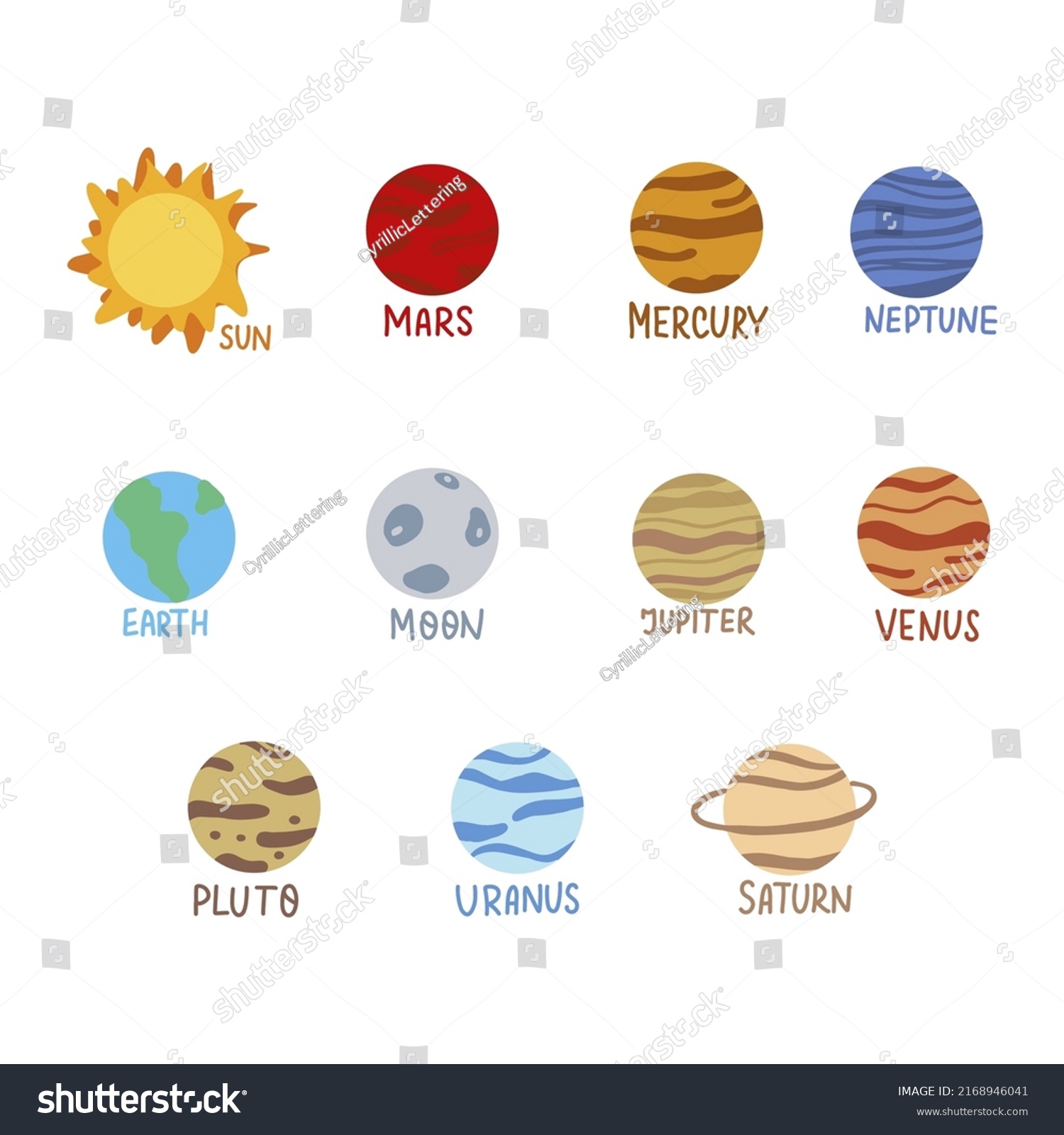 Cartoon Plantes Set Solar System Astronomical Stock Vector (Royalty ...