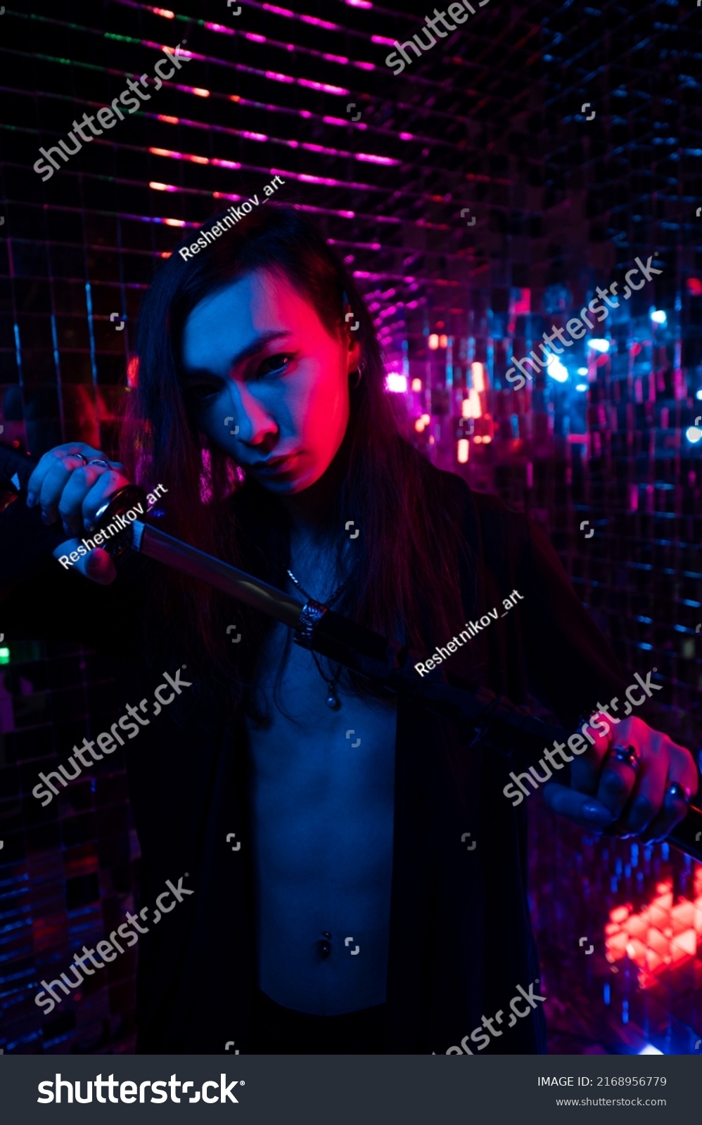 Male Transgender Neon Light Studio Asian Stock Photo 2168956779 ...