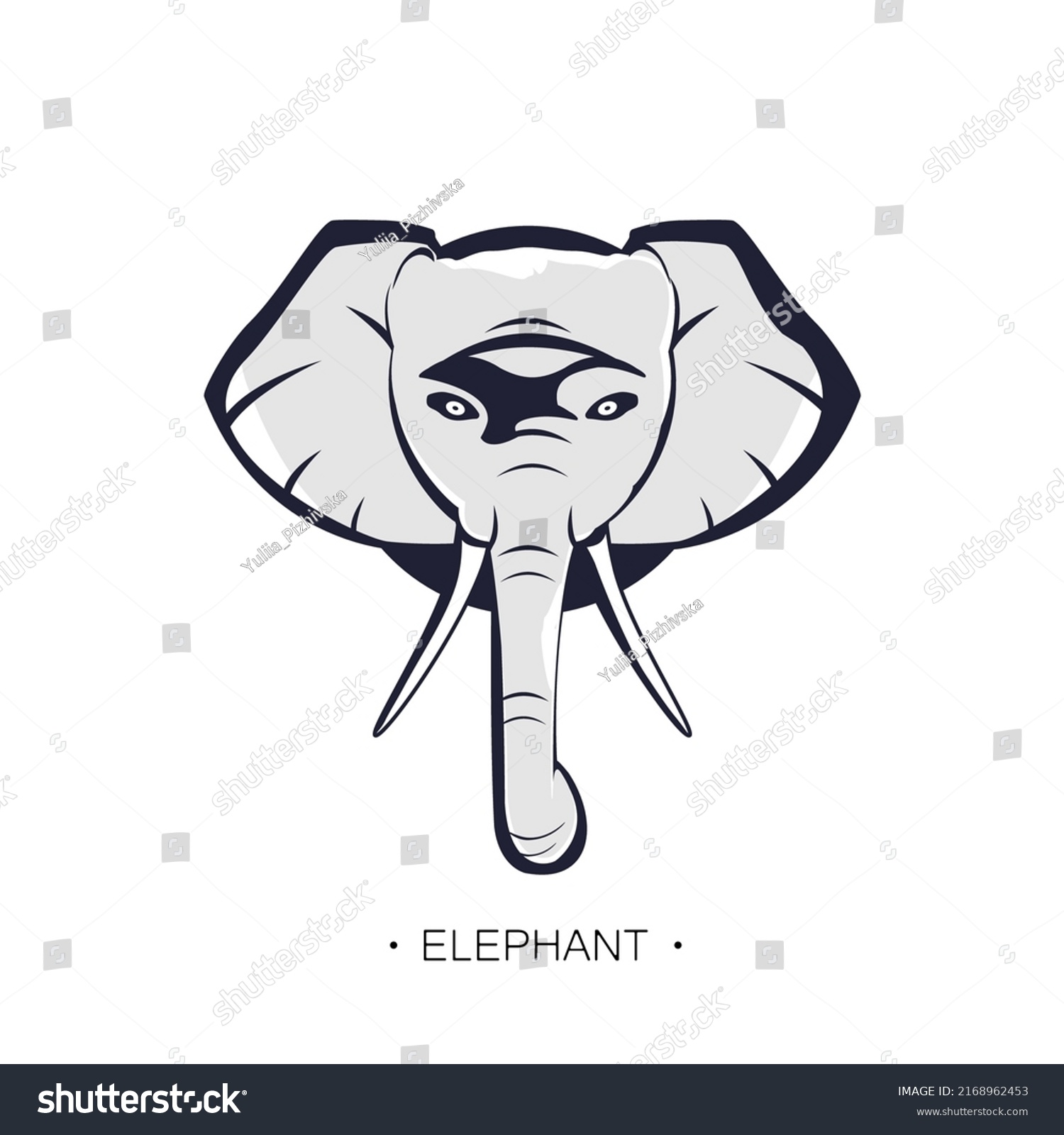 Elephant Head Icon On White Background Stock Vector (Royalty Free ...