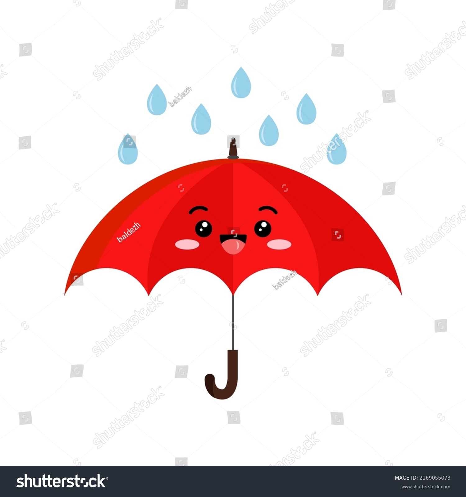 Cute Open Smile Umbrella Rain Cartoon Stock Vector (Royalty Free ...