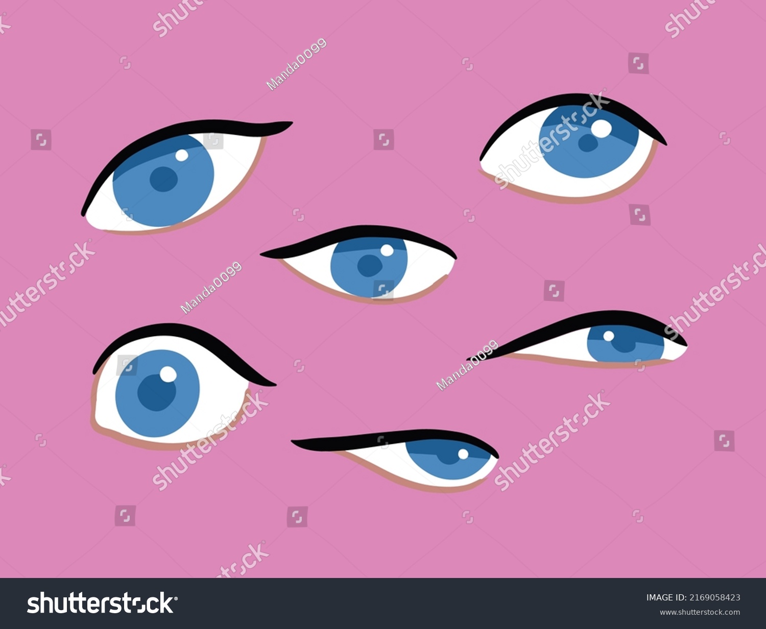 Seeing Blue Eyes Vector Illustration Set Stock Vector Royalty Free 2169058423 Shutterstock 5694