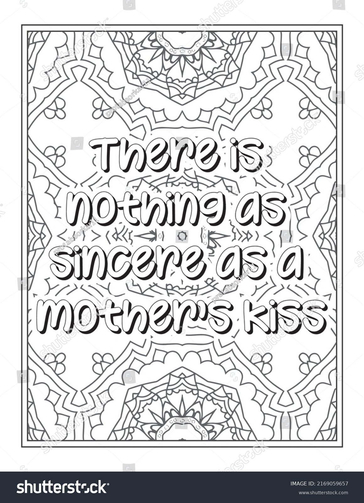 Mom Quotes Coloring Page Adults Stock Vector (Royalty Free) 2169059657